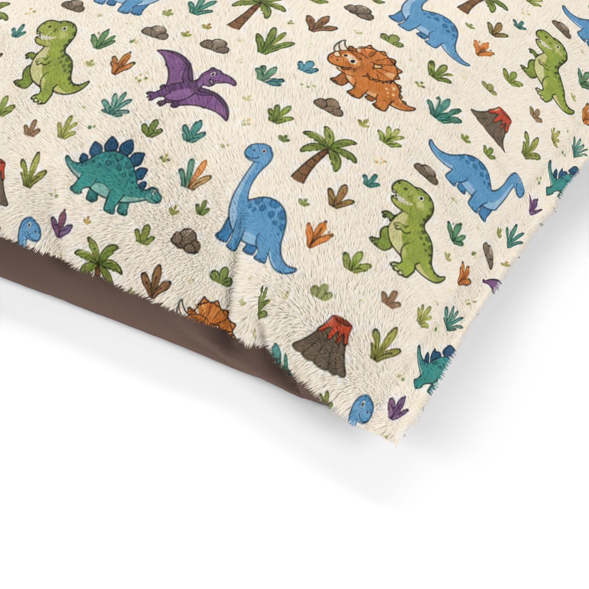 Dinosaur Pattern Pet Bed — Cute Dino Print Dog & Cat Cushion