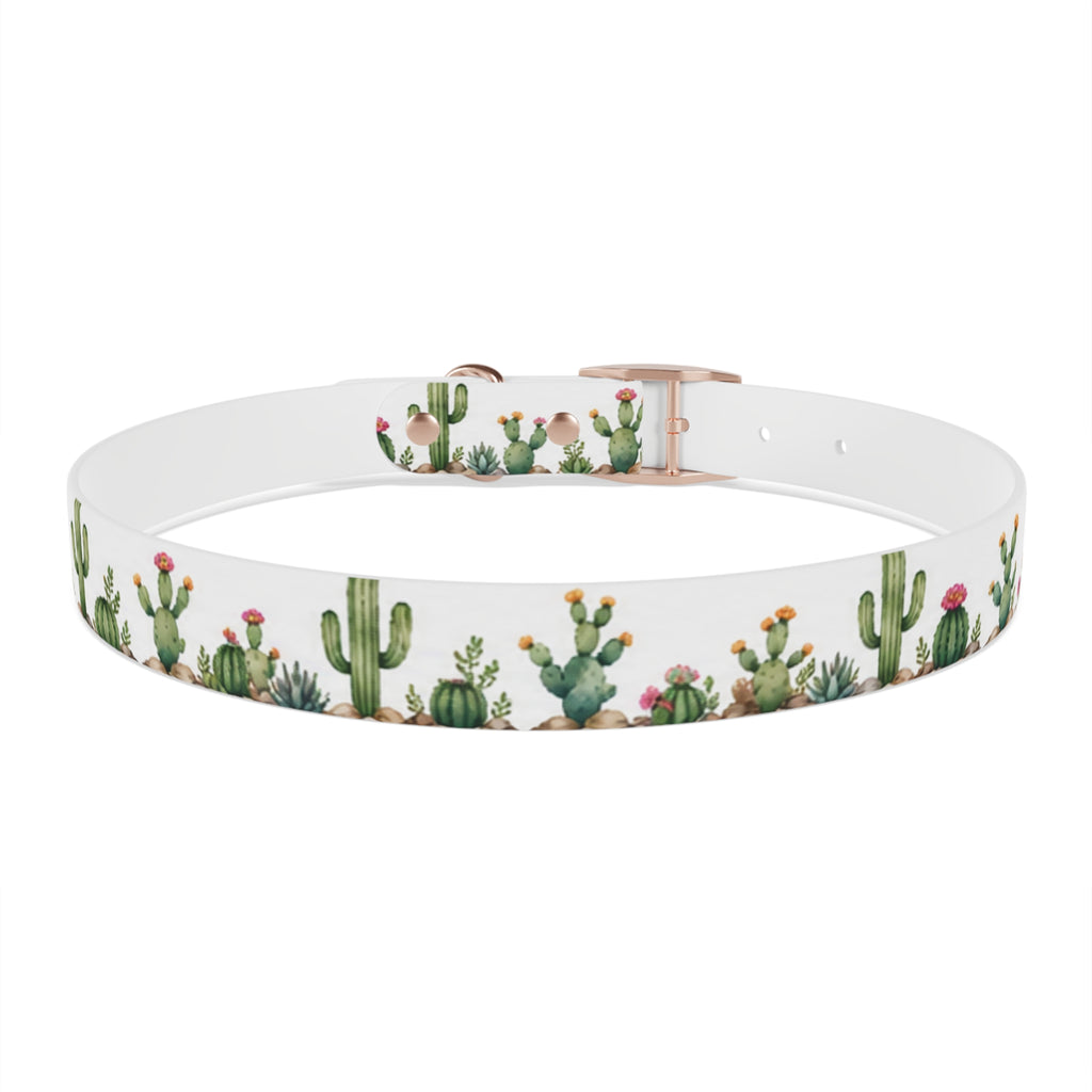 Cactus Garden Dog Collar — Watercolor Succulent Print for Small & Large Dogs