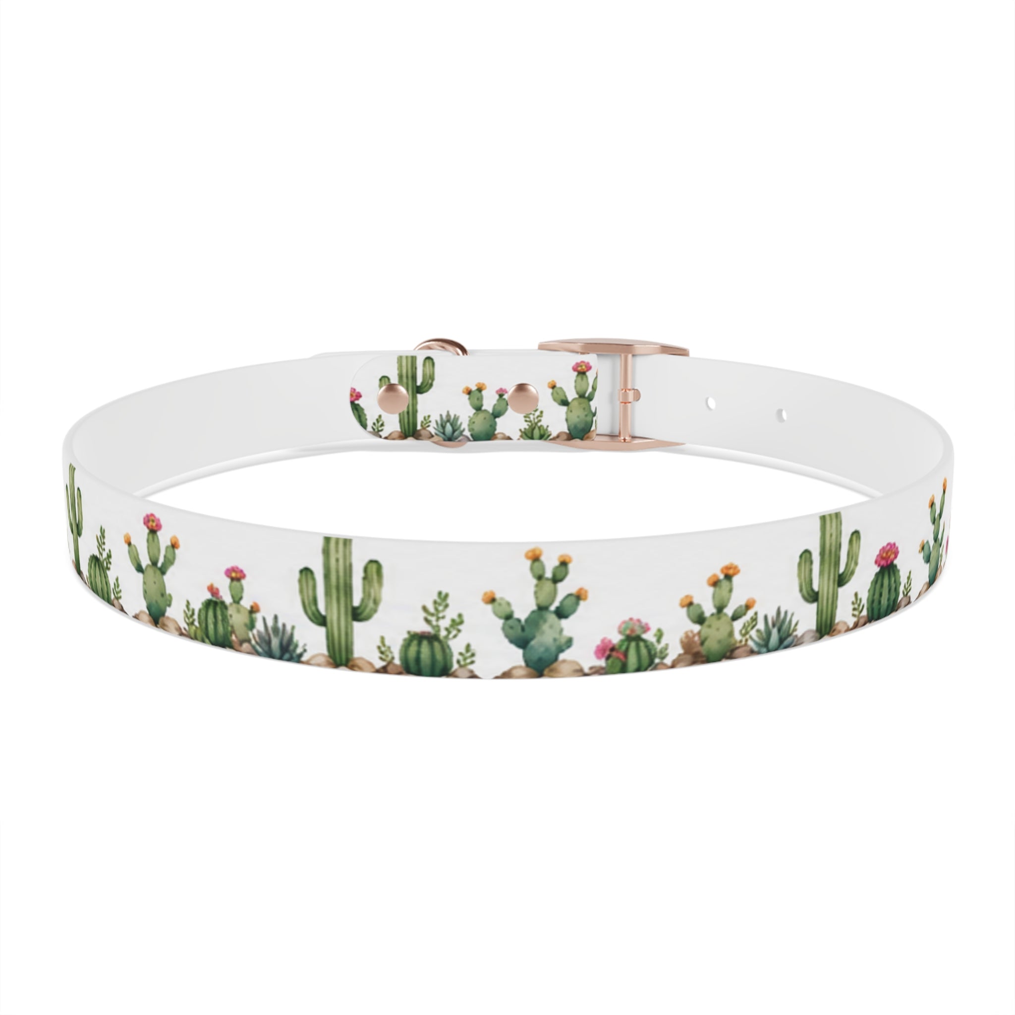 Cactus Garden Dog Collar — Watercolor Succulent Print for Small & Large Dogs
