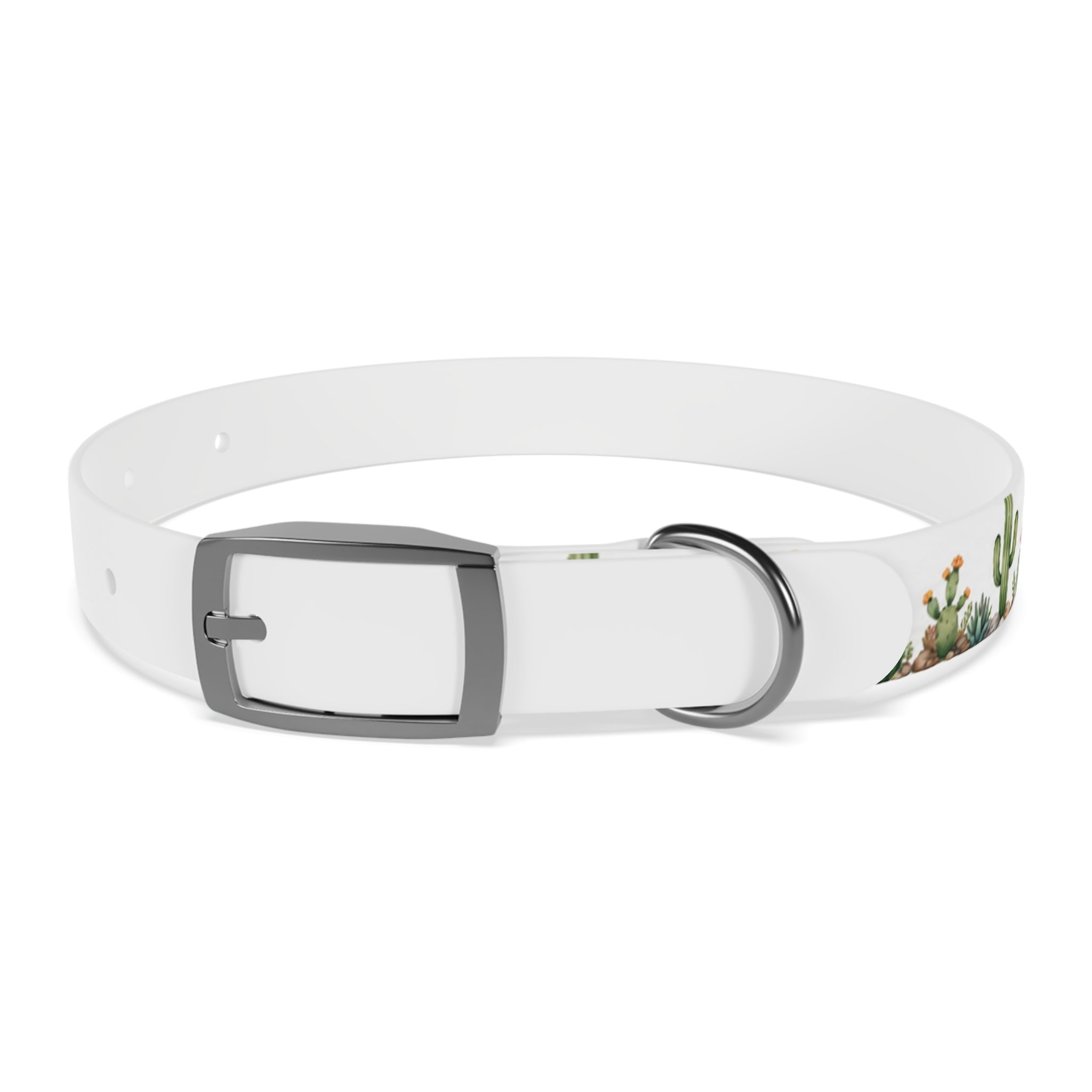 Cactus Garden Dog Collar — Watercolor Succulent Print for Small & Large Dogs