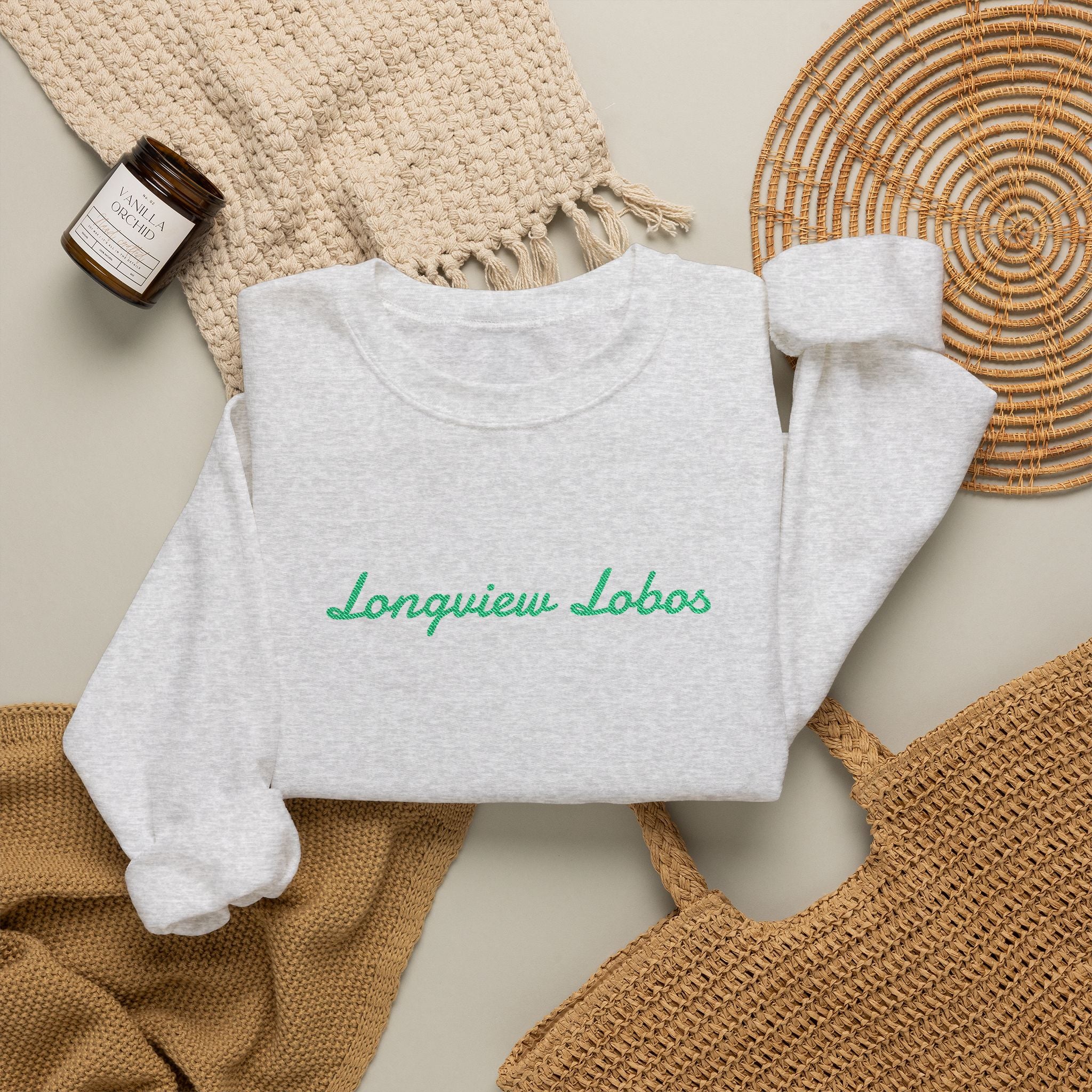 Longview Lobos Crewneck Sweatshirt — Embroidered School Spirit Pullover