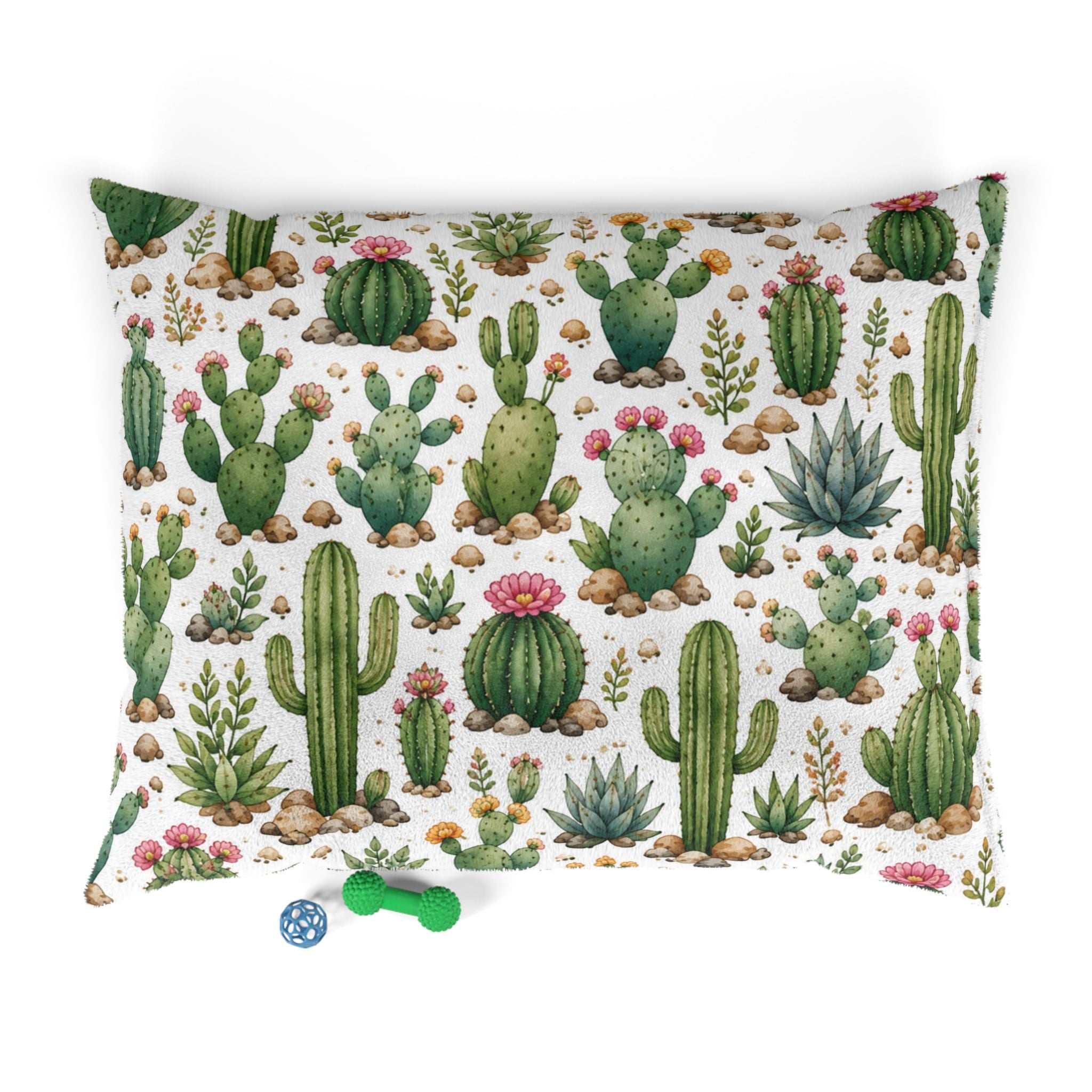 Cactus Garden Pet Bed — Floral Desert Print Dog & Cat Pillow