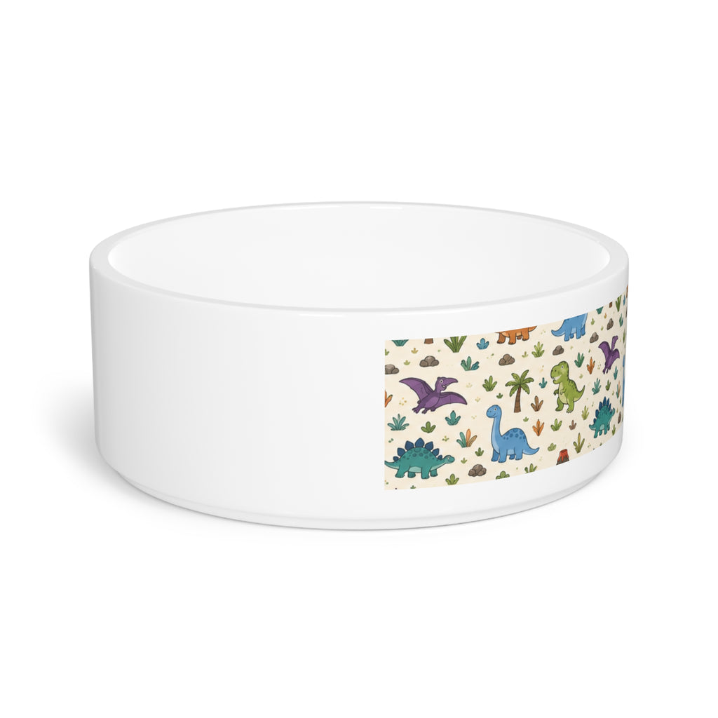Dinosaur Pattern Pet Bowl — Cute Colorful Dino Feeding Dish for Dogs & Cats