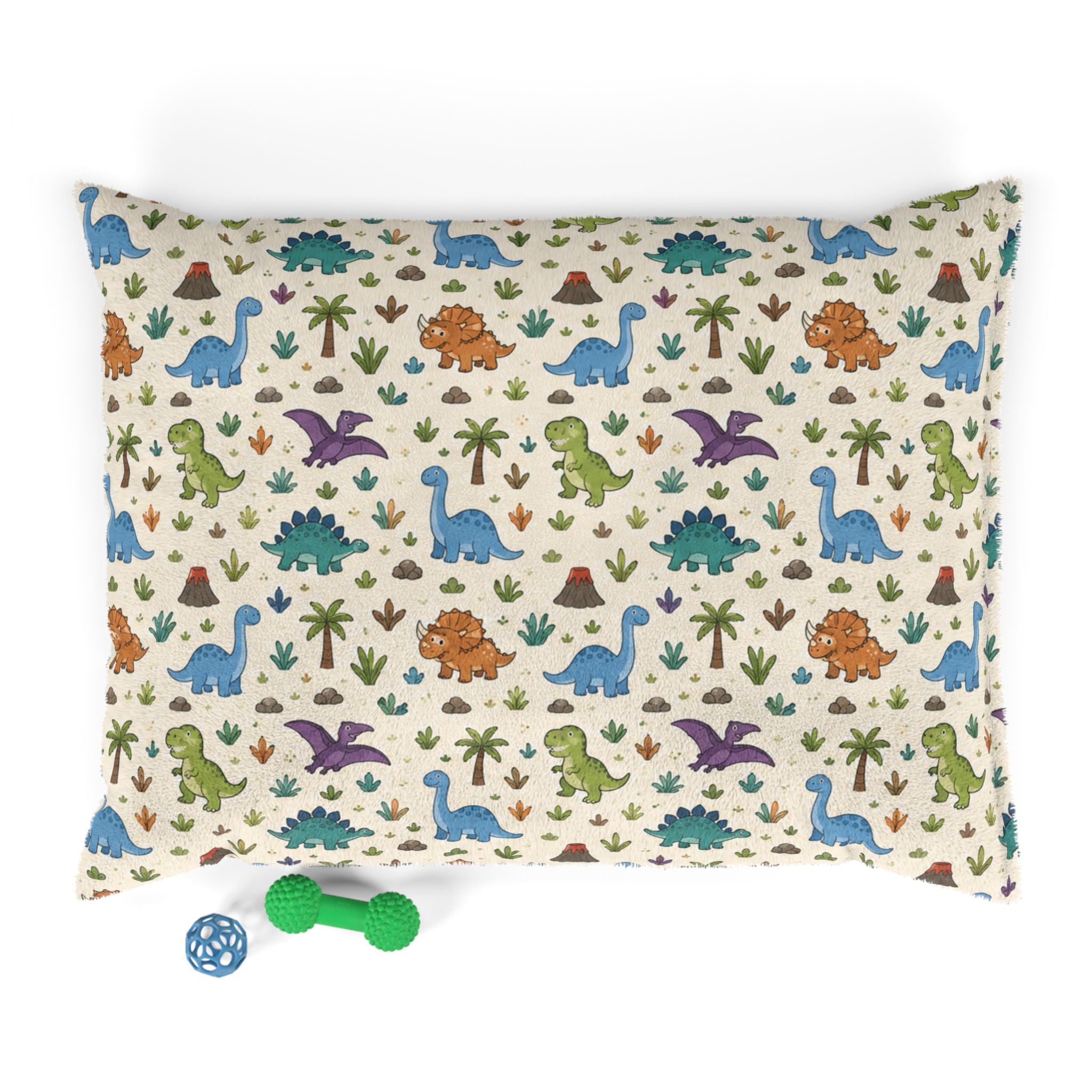 Dinosaur Pattern Pet Bed — Cute Dino Print Dog & Cat Cushion