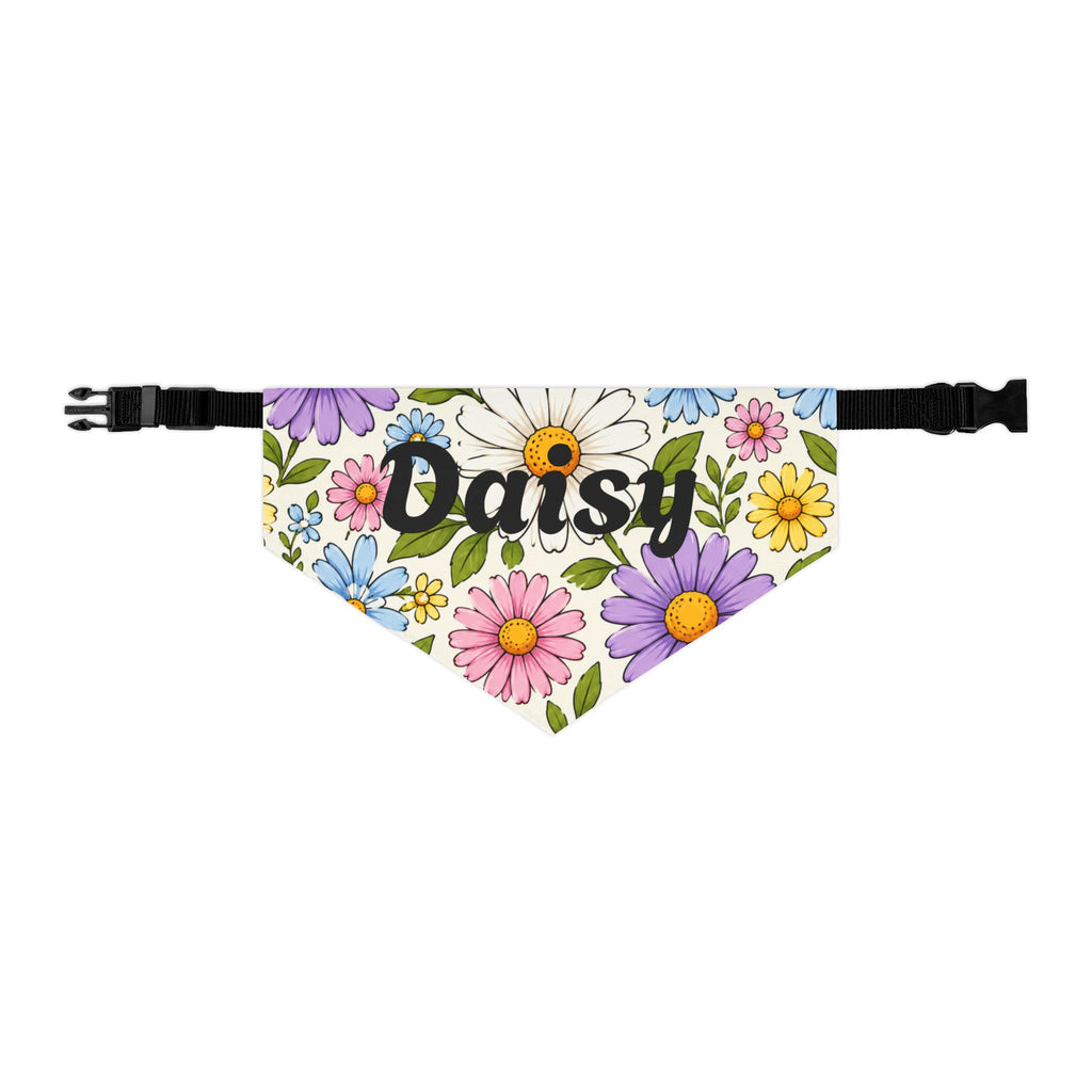 Daisy Floral Pet Bandana Collar — Personalized Dog Bandana with Name