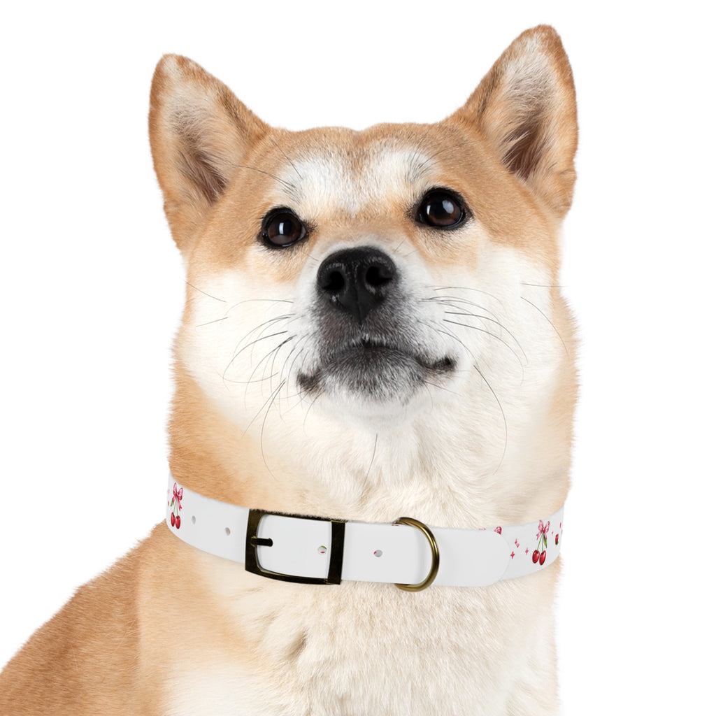 Cherry Bow Dog Collar — Cute Red Cherries Pattern Collar for Small & Medium Dogs