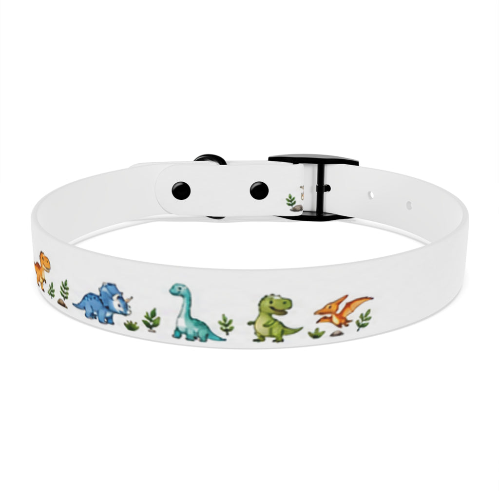 Cute Watercolor Dinosaurs Dog Collar – Adjustable Pet Collar with Colorful Dino Pattern