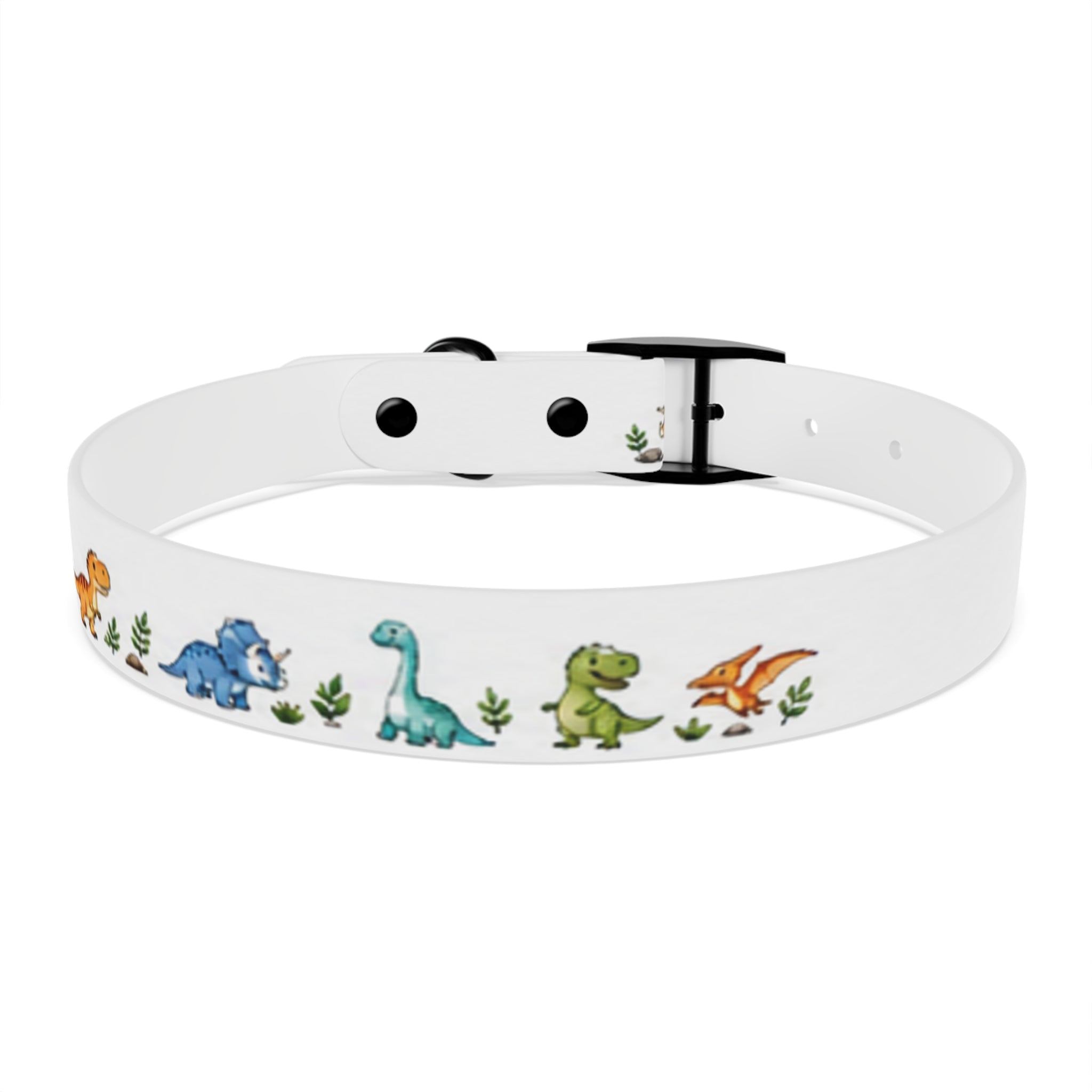 Cute Watercolor Dinosaurs Dog Collar – Adjustable Pet Collar with Colorful Dino Pattern