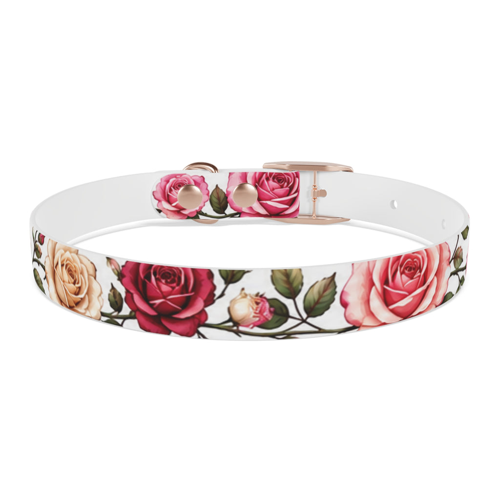 Floral Rose Dog Collar — Pink & Cream Garden Print