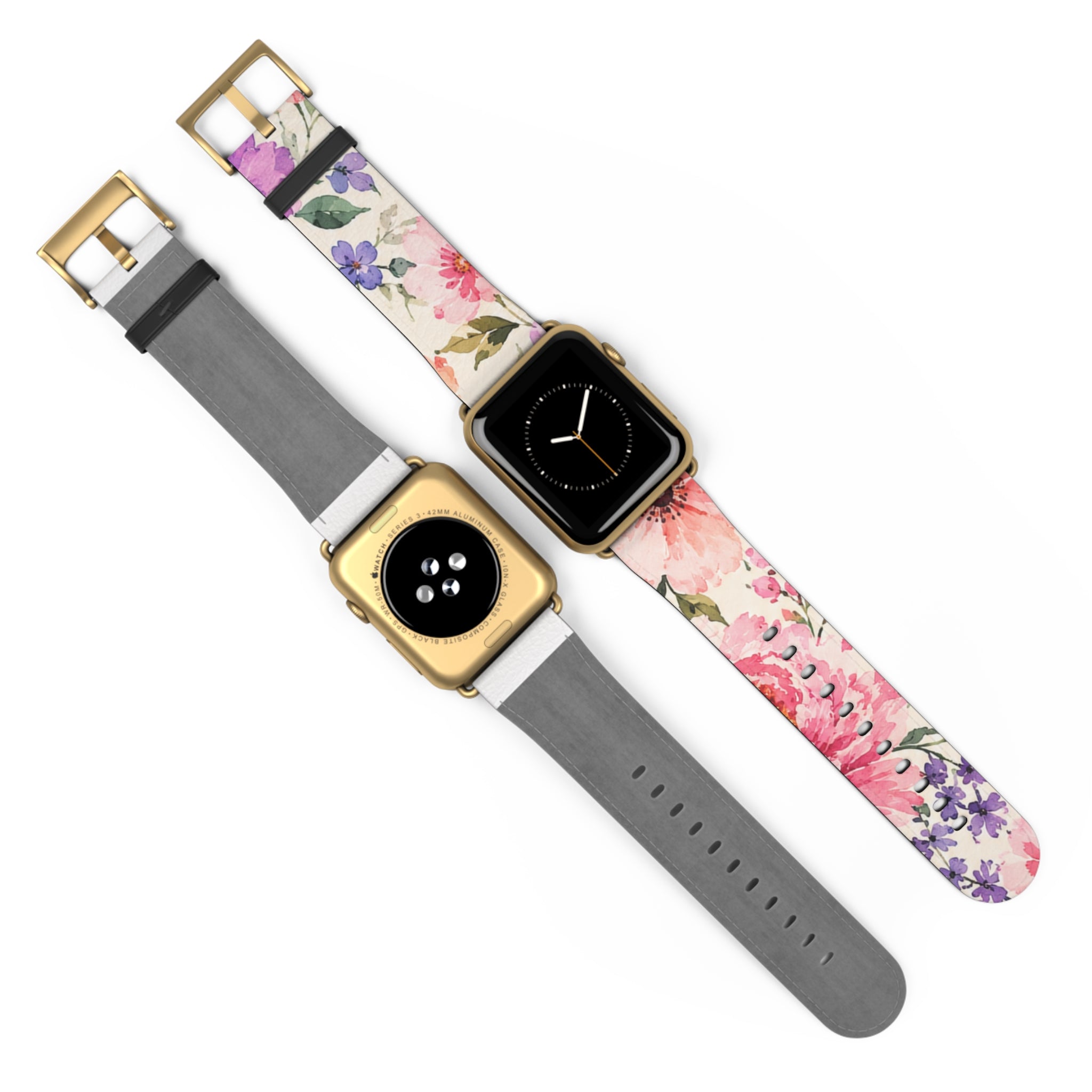 Floral Watercolor Watch Band — Pink & Lavender Garden Apple Watch Strap