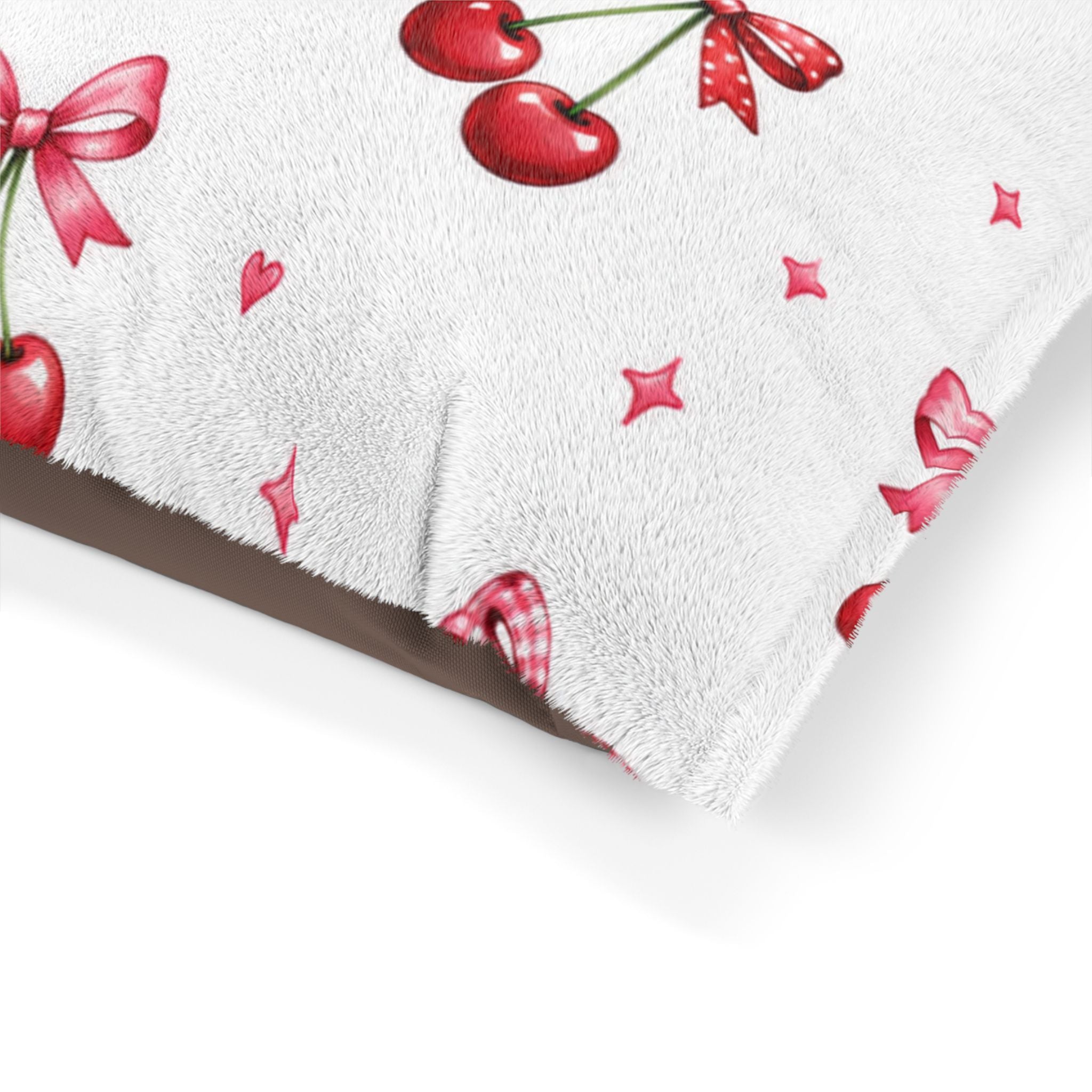 Cherry Bow Pet Bed — Cute Pink Cherry Pattern Dog & Cat Cushion