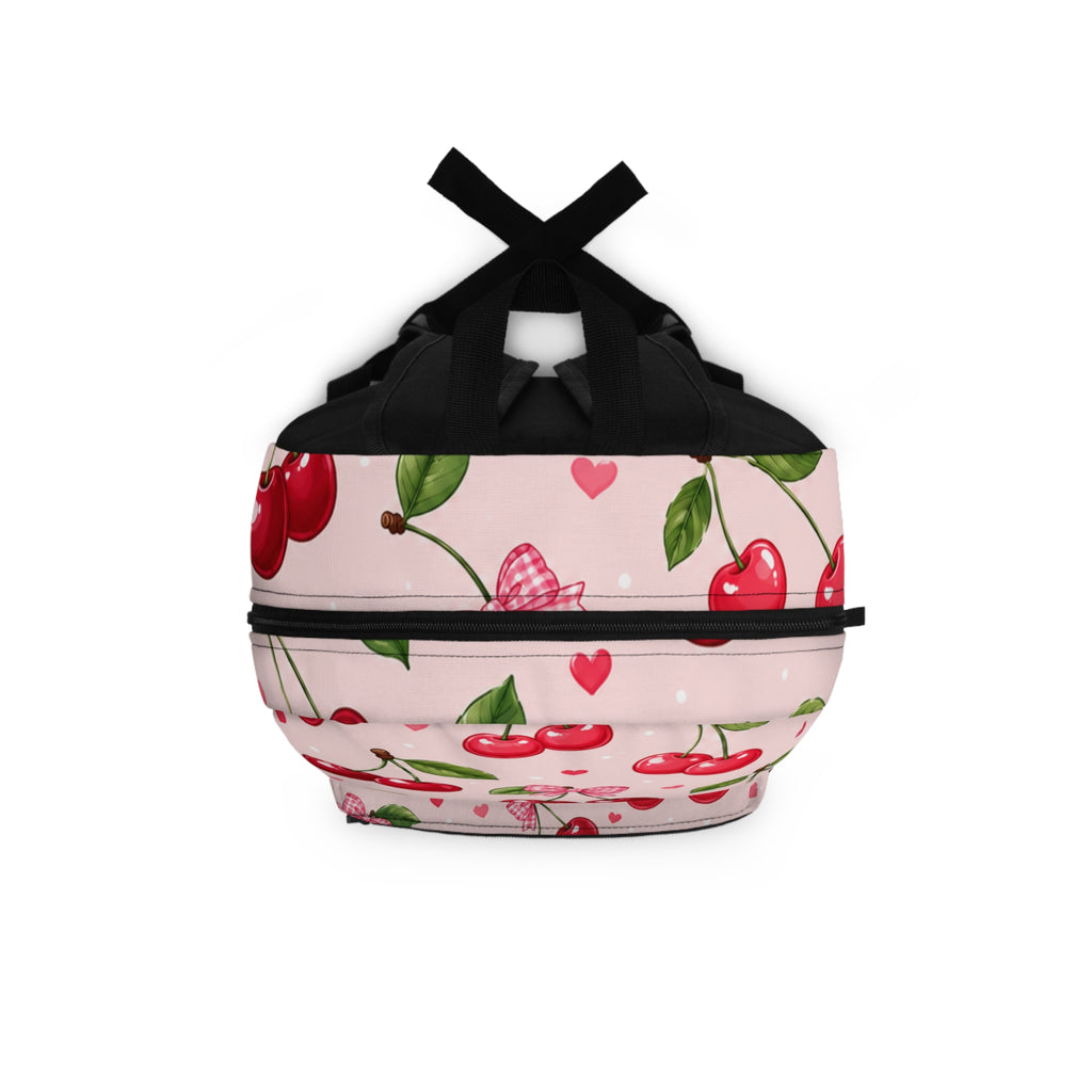 Cherry Pattern Backpack — Cute Pink Fruit Print School & Everyday Bag