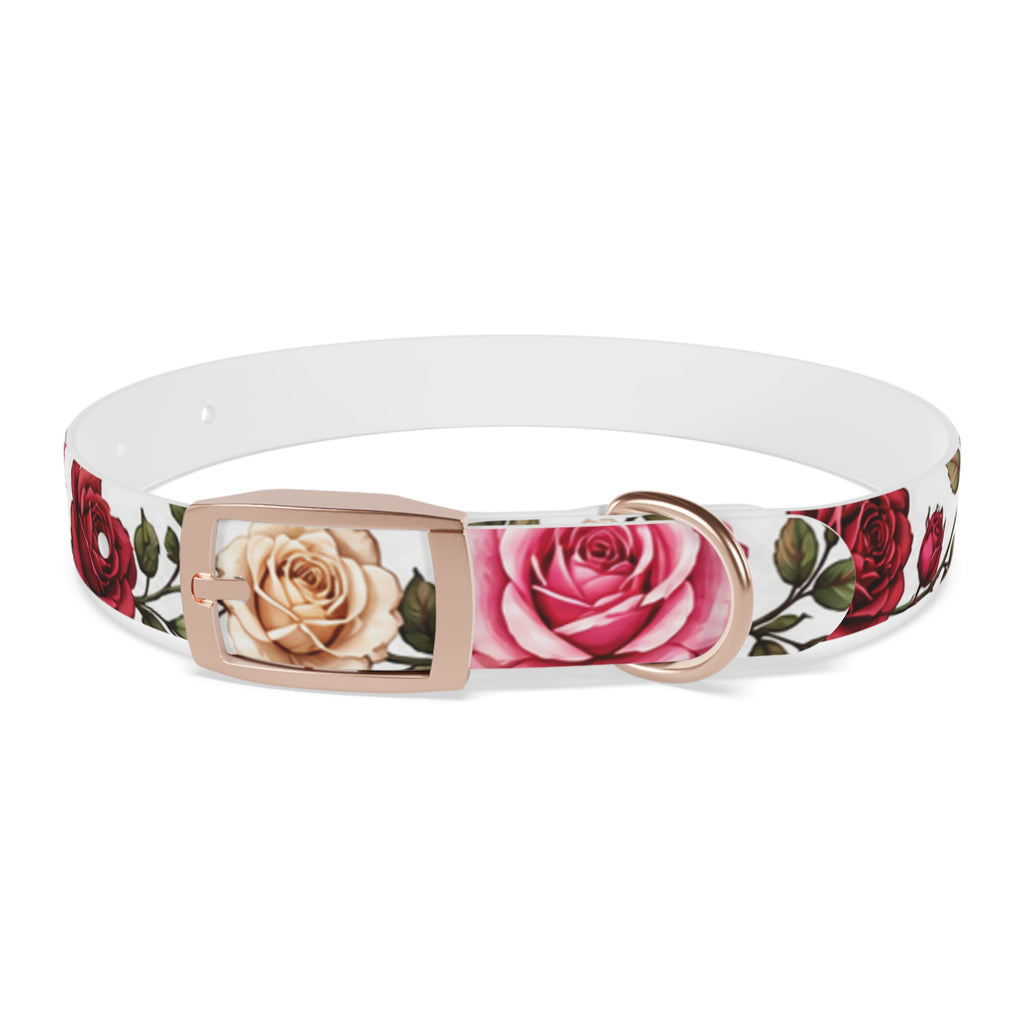 Floral Rose Dog Collar — Pink & Cream Garden Print