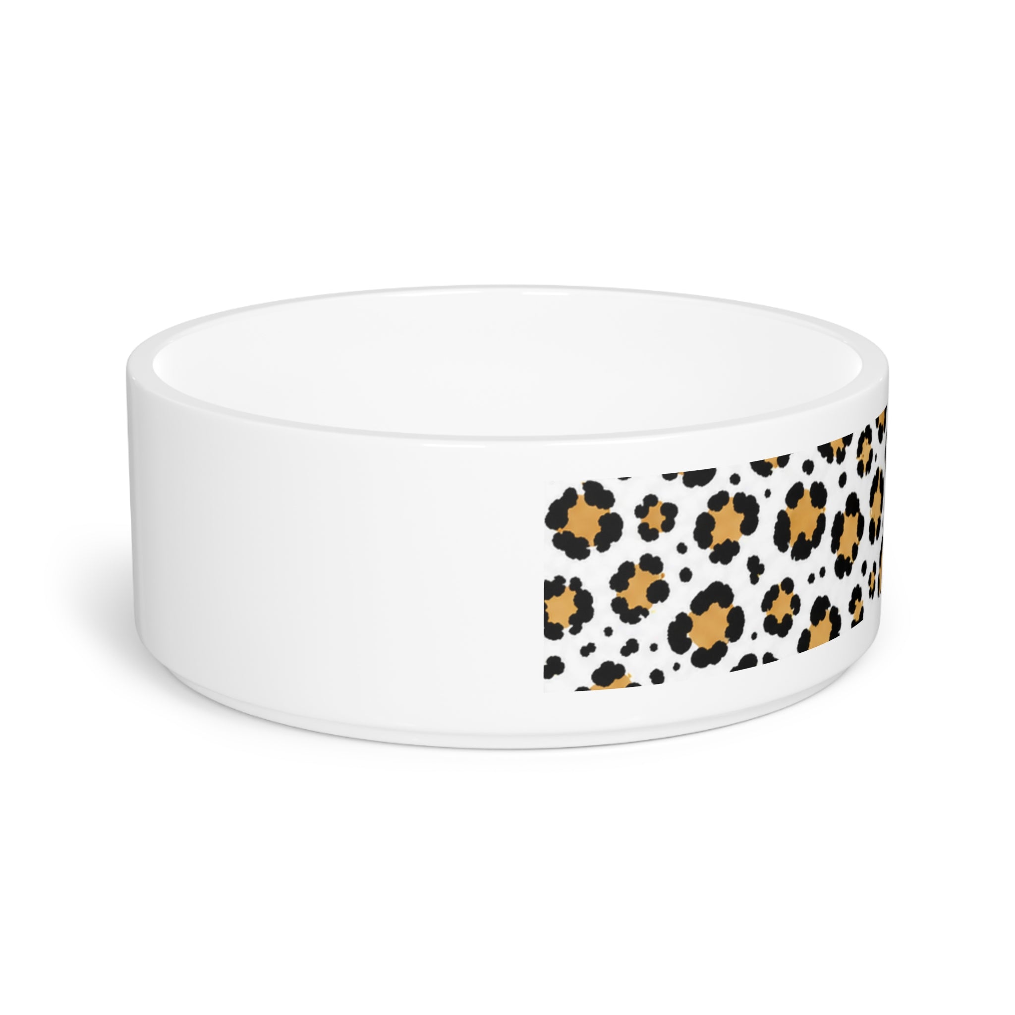 Leopard Print Ceramic Pet Bowl — Stylish Water & Food Dish for Cats & Small Dogs