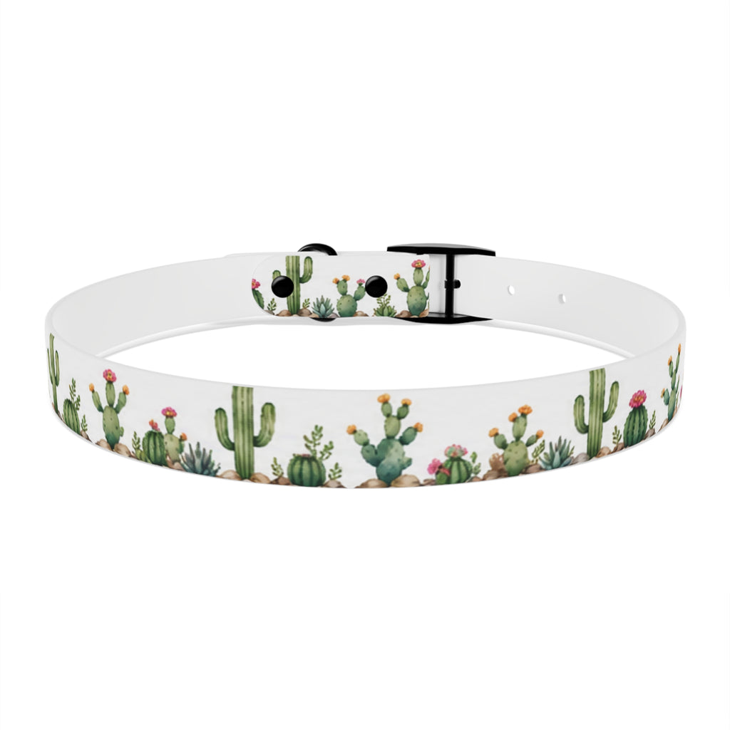 Cactus Garden Dog Collar — Watercolor Succulent Print for Small & Large Dogs