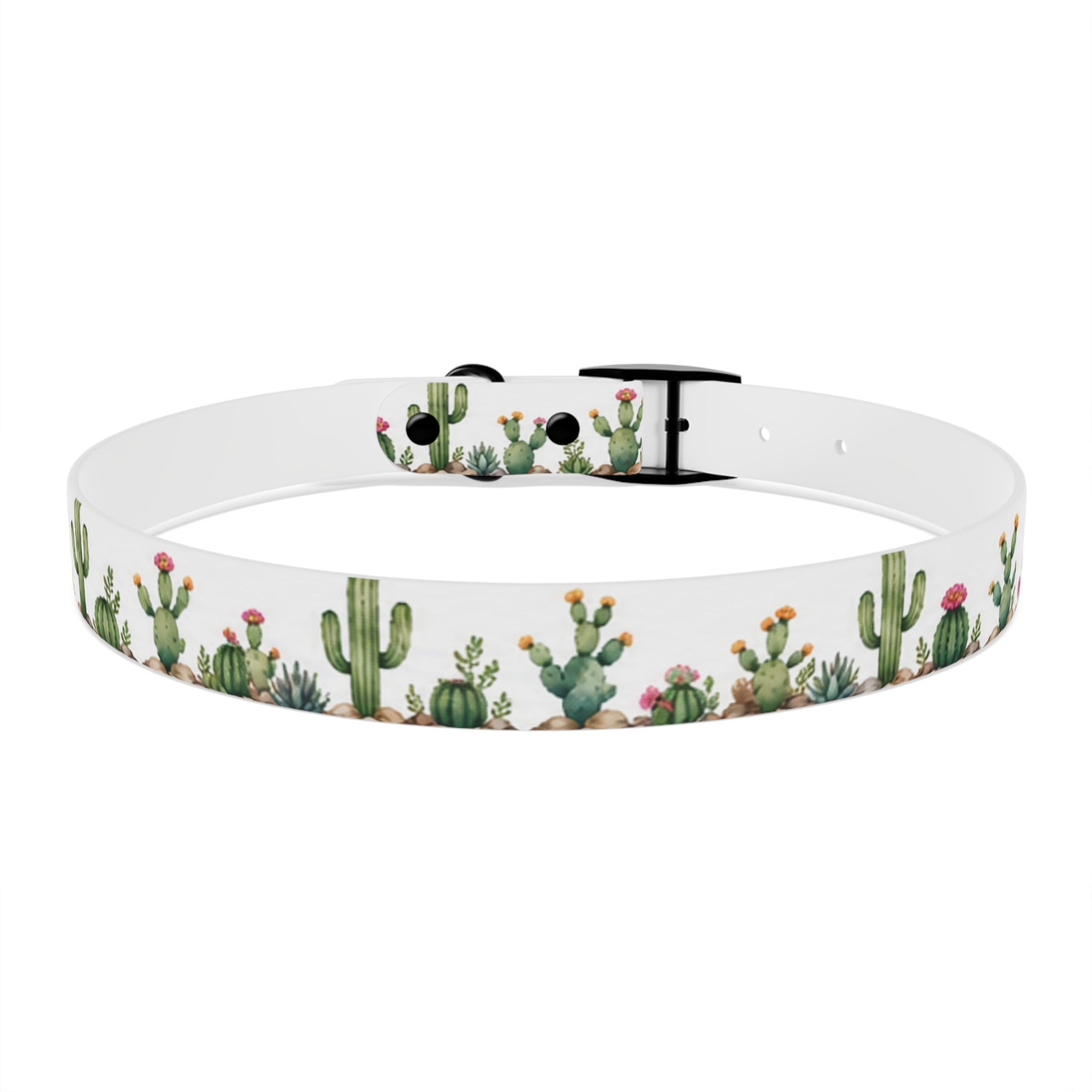 Cactus Garden Dog Collar — Watercolor Succulent Print for Small & Large Dogs