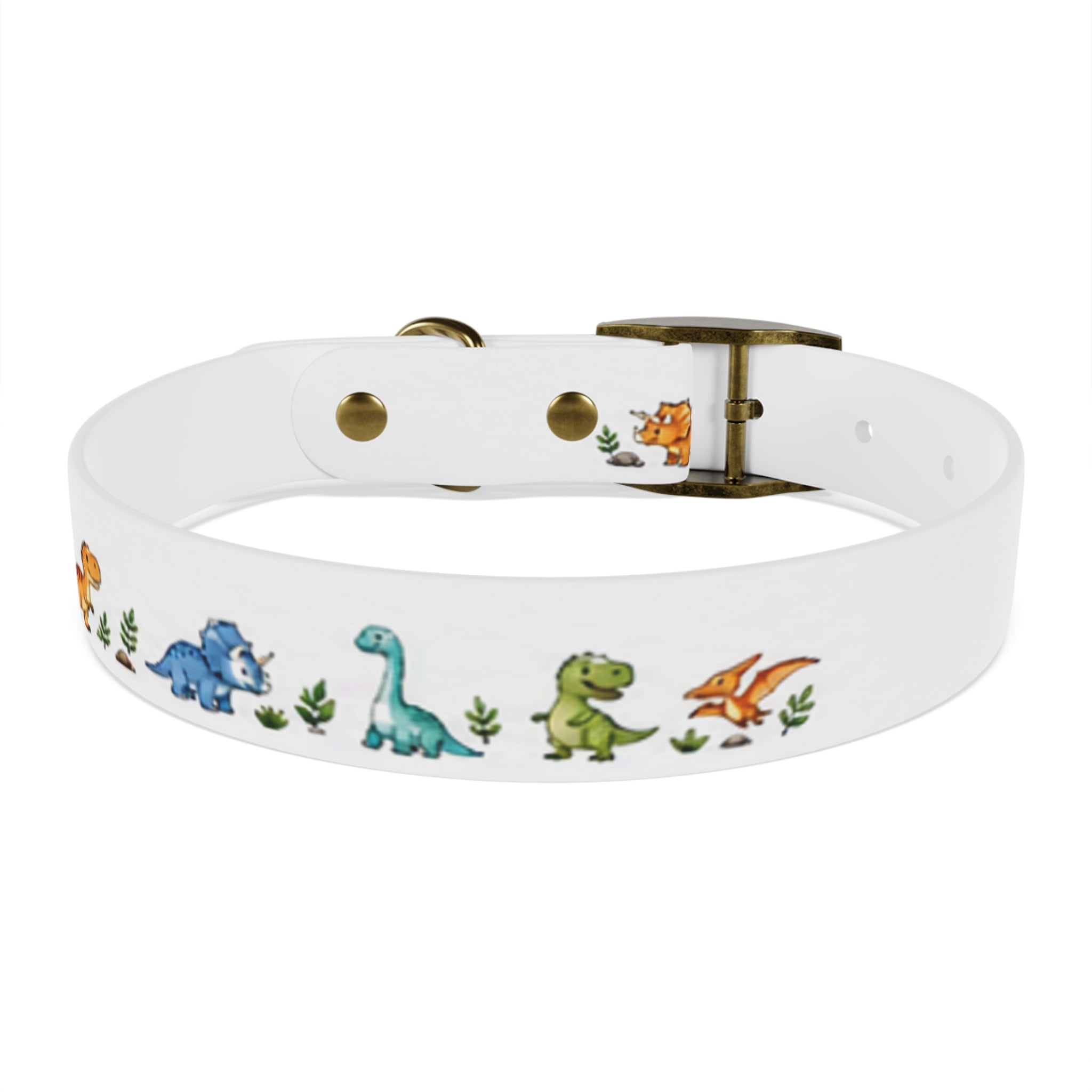 Cute Watercolor Dinosaurs Dog Collar – Adjustable Pet Collar with Colorful Dino Pattern