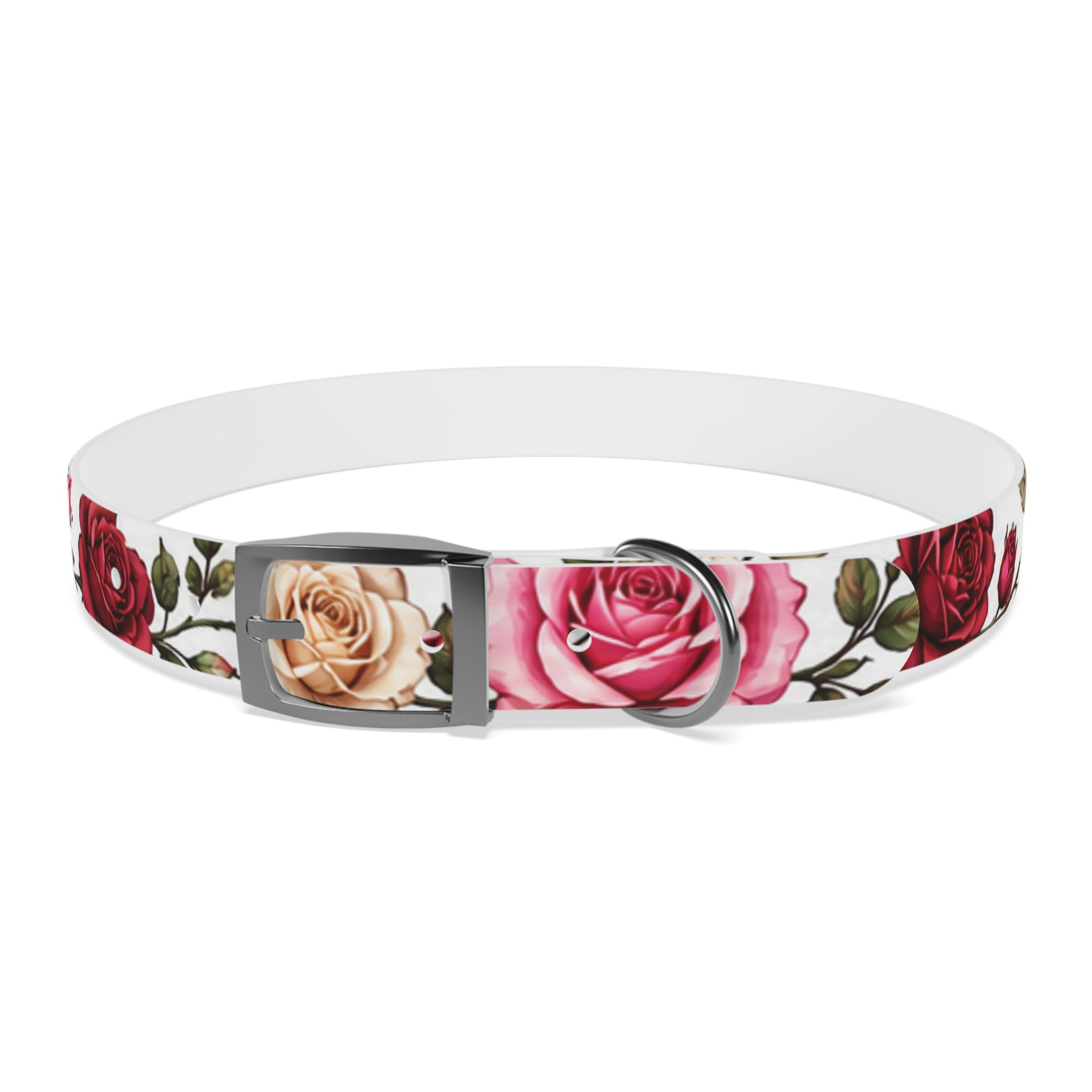 Floral Rose Dog Collar — Pink & Cream Garden Print