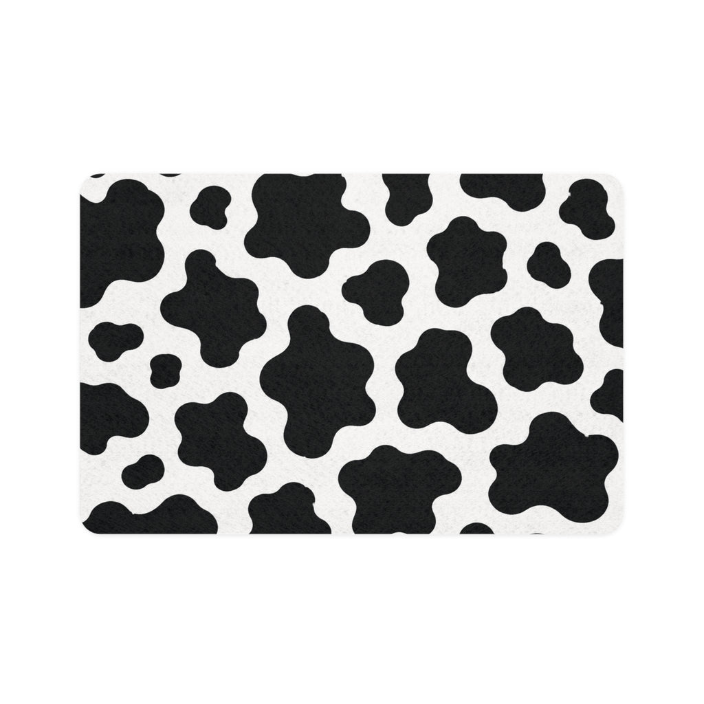 Cow Print Pet Food Mat — 12x18 Non-Slip Feeding Tray