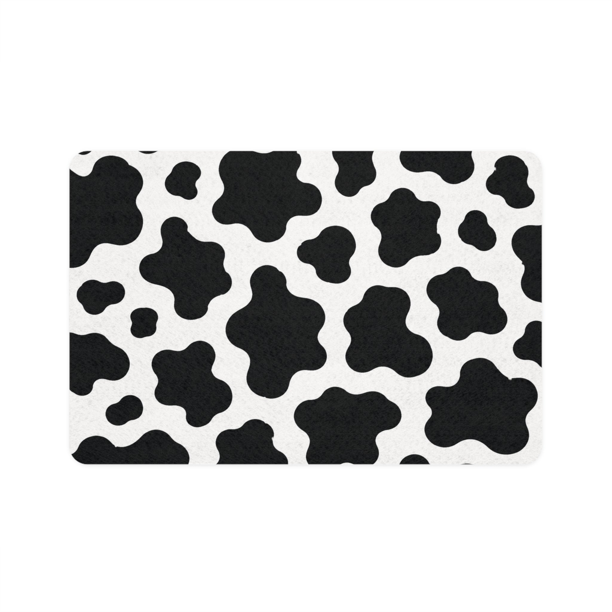Cow Print Pet Food Mat — 12x18 Non-Slip Feeding Tray