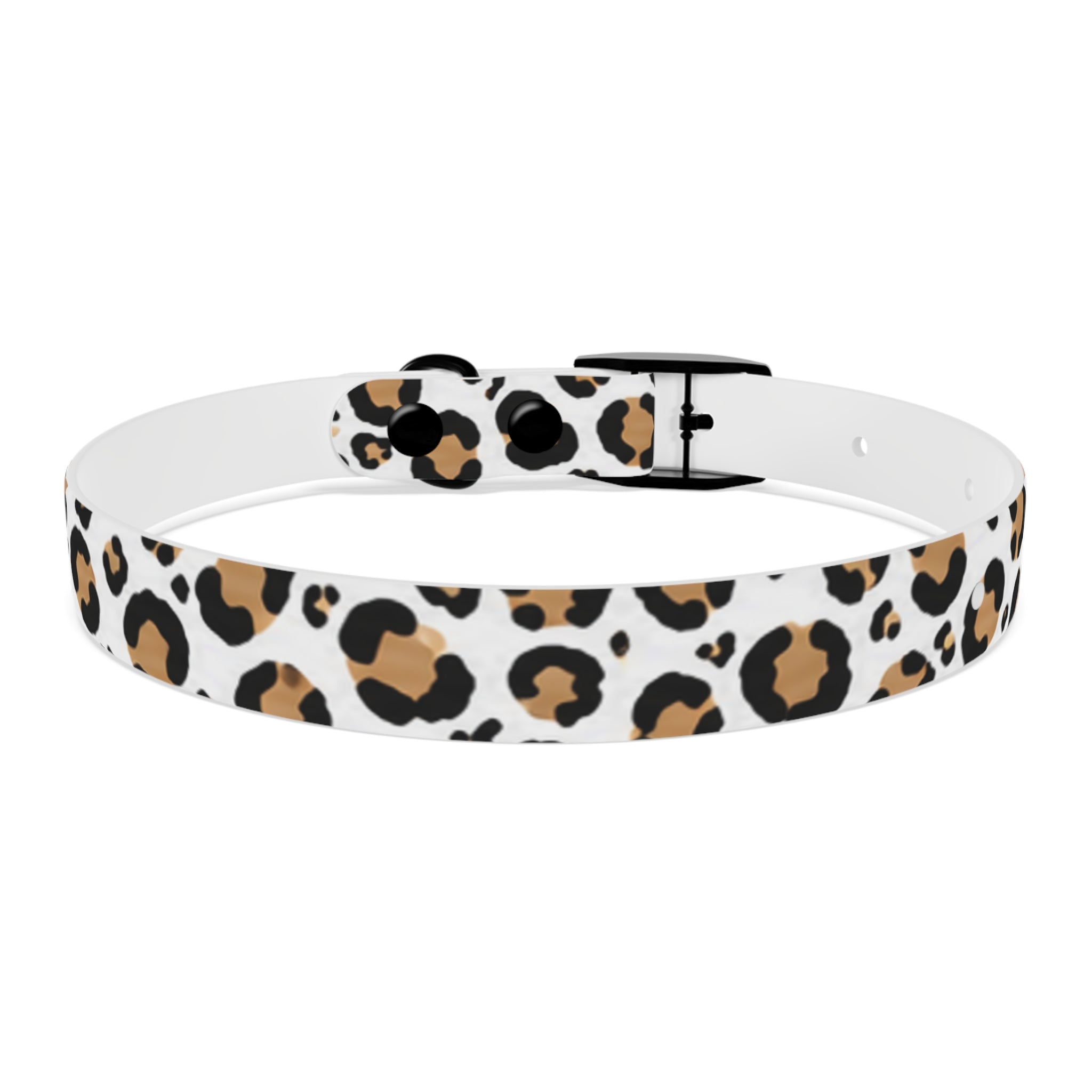 Leopard Print Dog Collar — Stylish Tan & Black Pattern for Small to Large Dogs