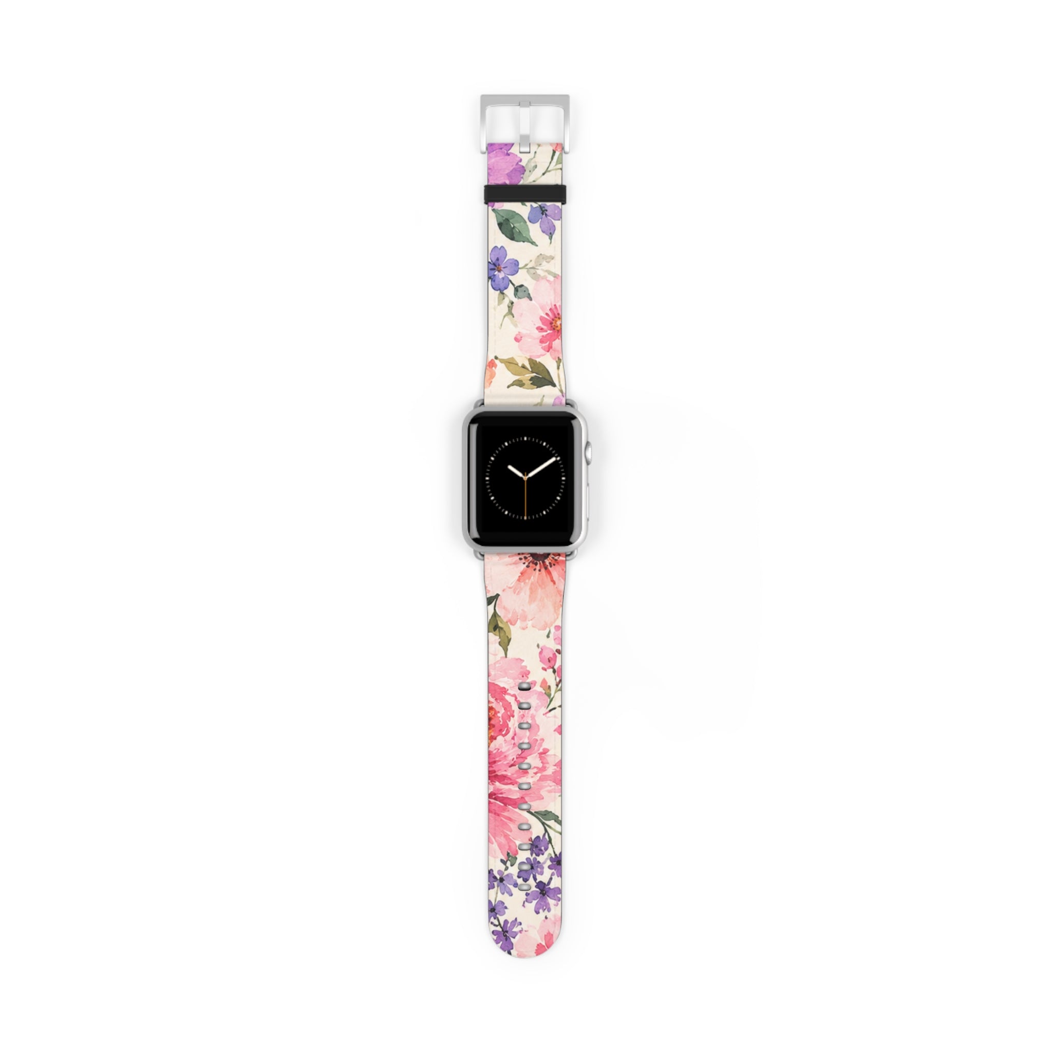 Floral Watercolor Watch Band — Pink & Lavender Garden Apple Watch Strap