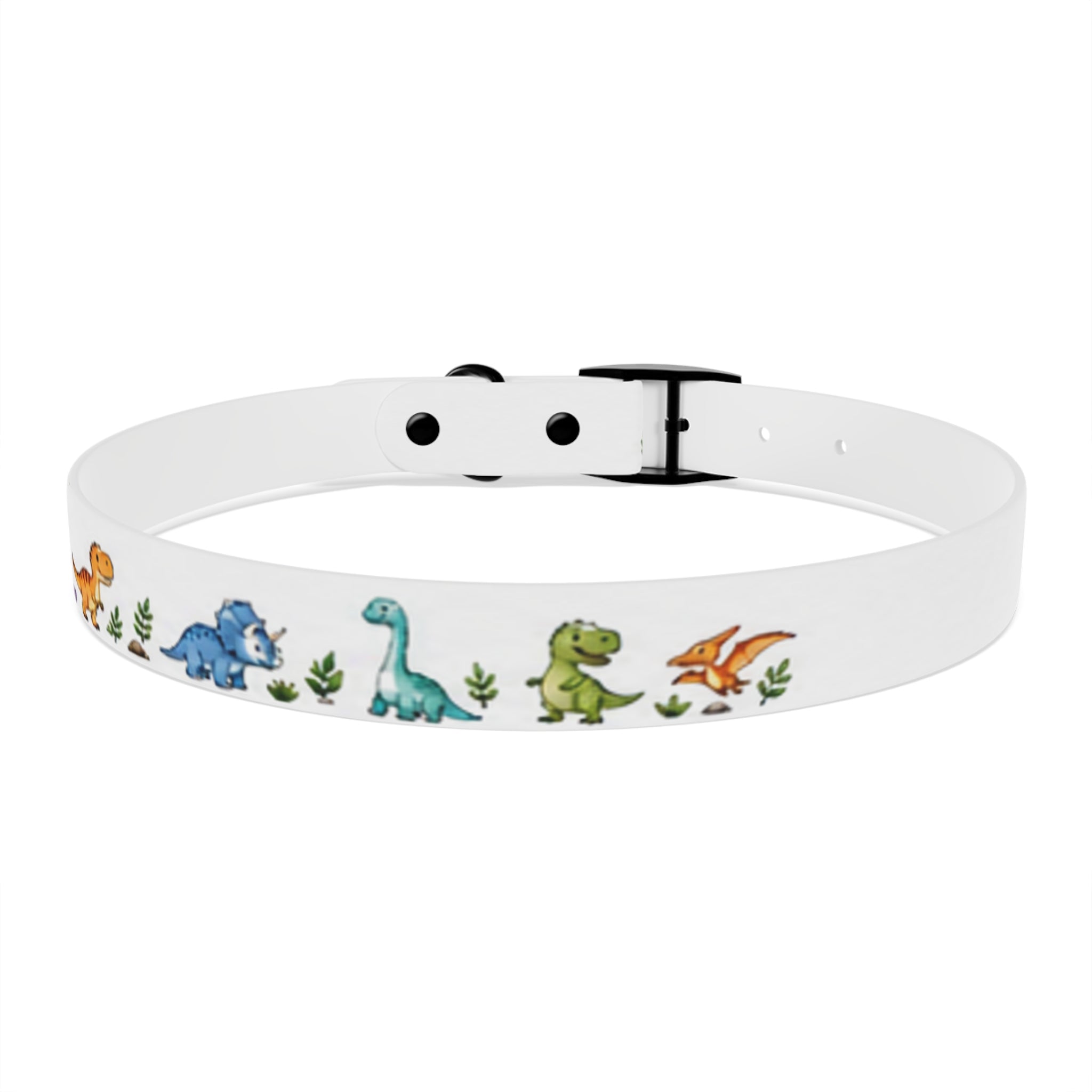 Cute Watercolor Dinosaurs Dog Collar – Adjustable Pet Collar with Colorful Dino Pattern