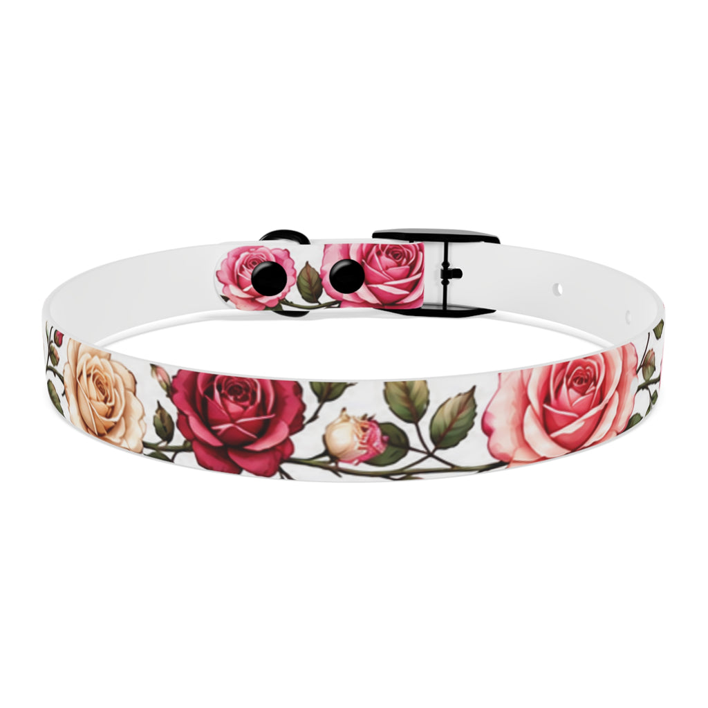 Floral Rose Dog Collar — Pink & Cream Garden Print