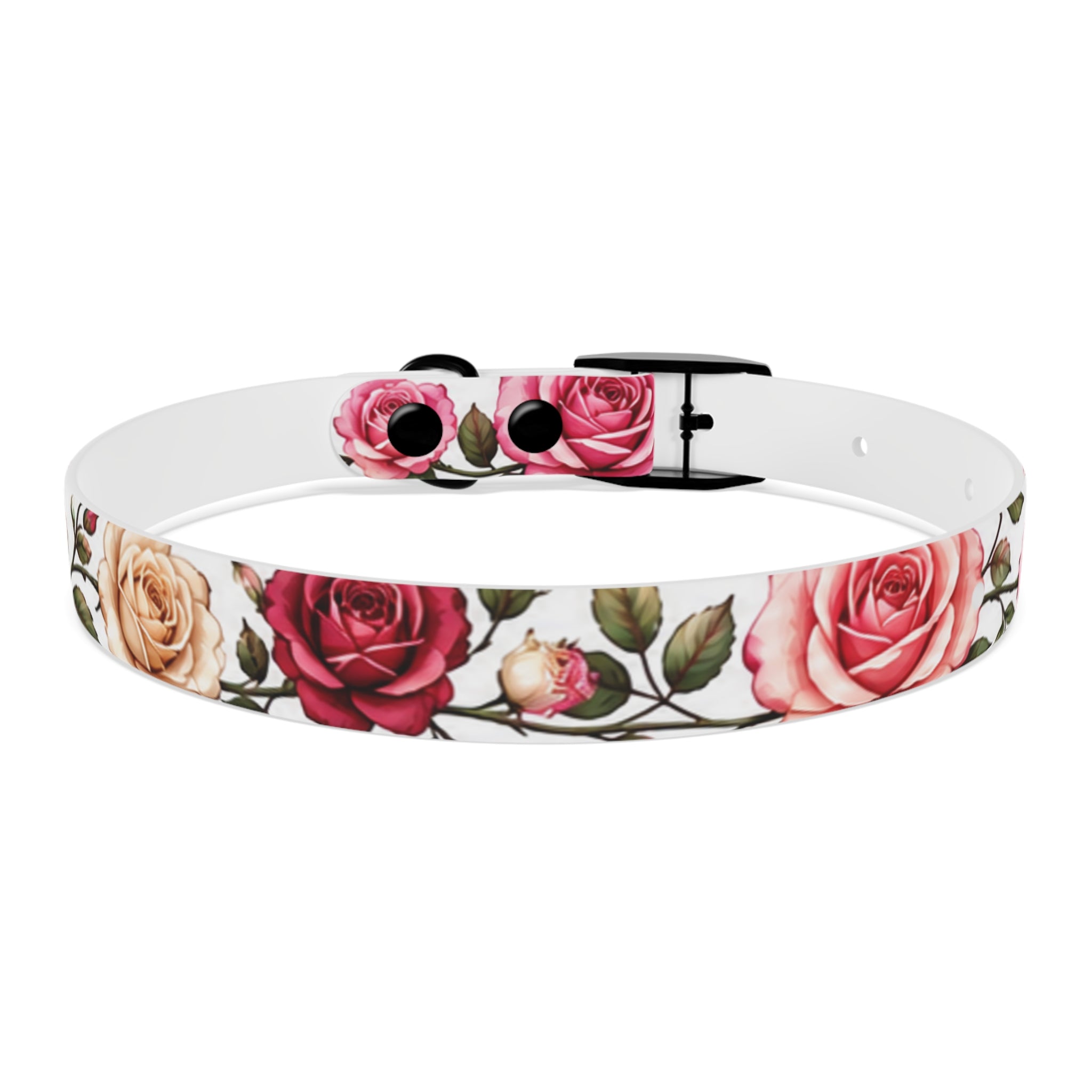 Floral Rose Dog Collar — Pink & Cream Garden Print