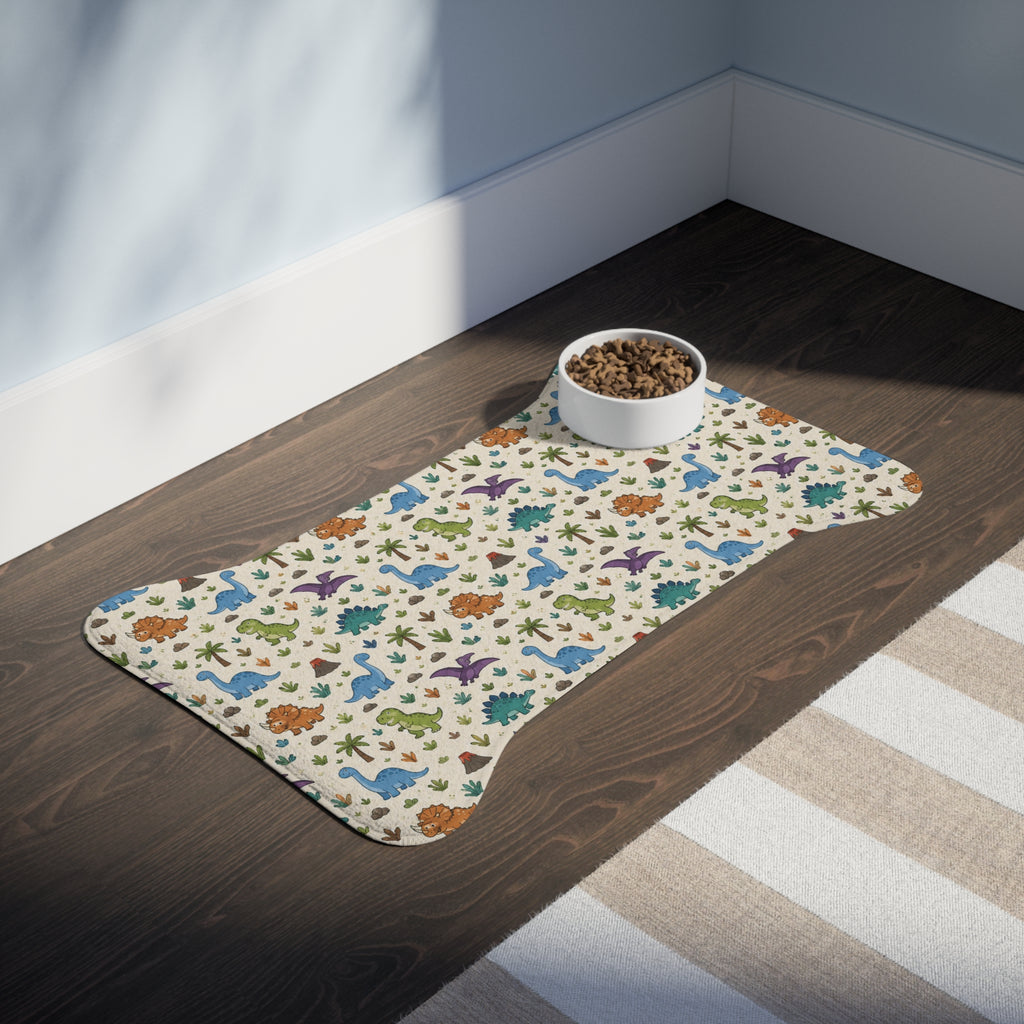 Dinosaur Print Pet Feeding Mat – Non-Slip Food & Water Placemat for Dogs & Cats