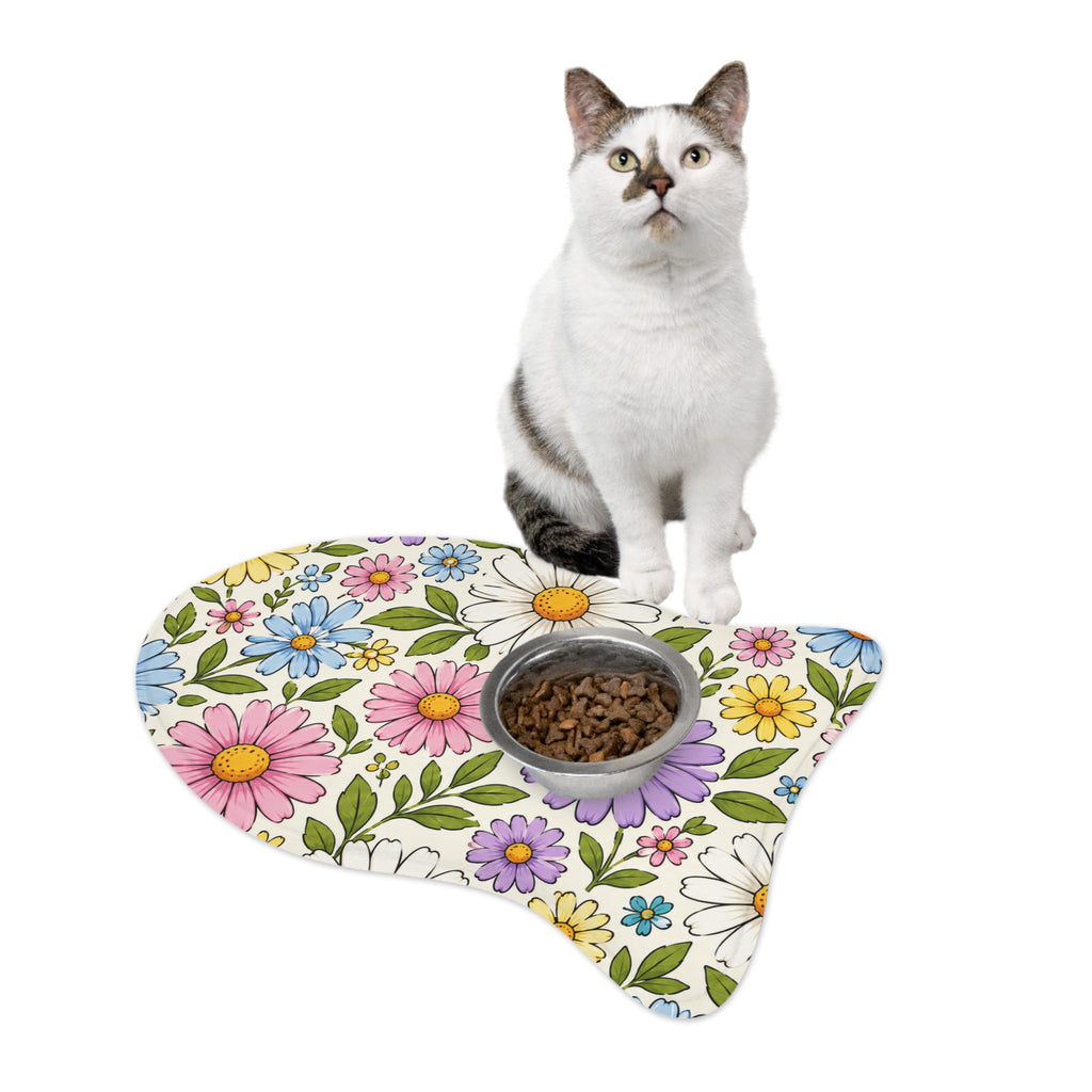 Floral Daisy Pet Feeding Mat — Colorful Spring Flowers Placemat for Dogs & Cats