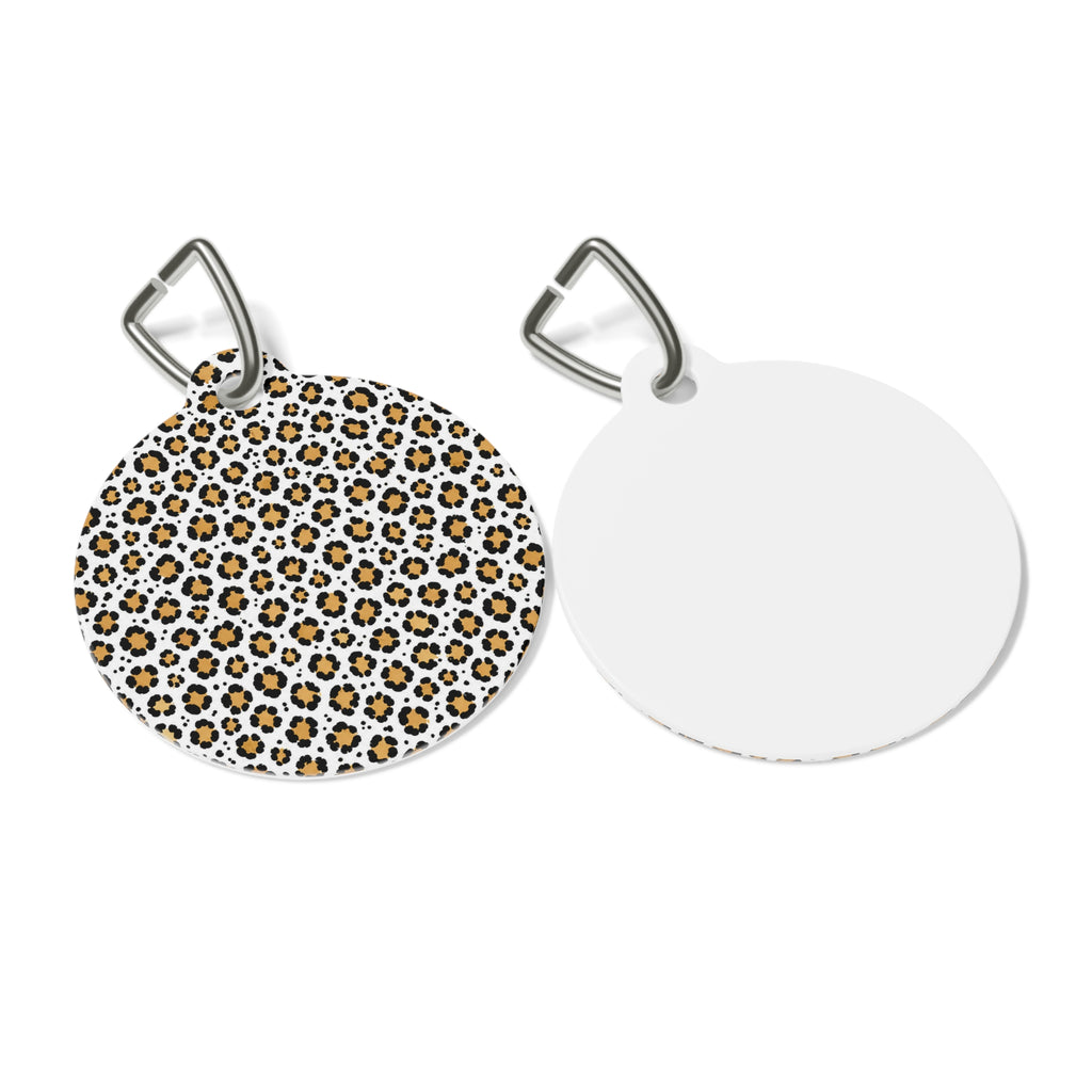 Leopard Print Pet Tag — Round Personalized ID Tag for Dogs & Cats