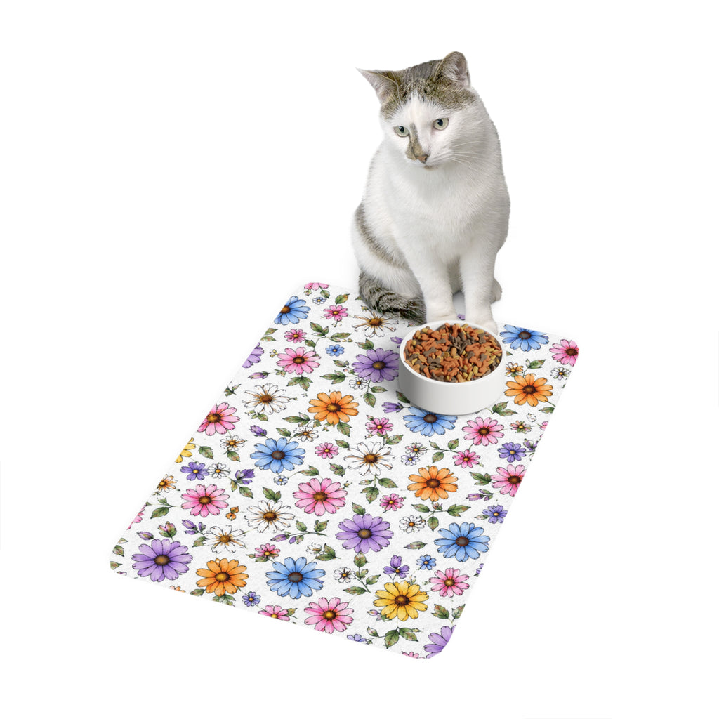 Floral Daisy Pet Food Mat (12x18)