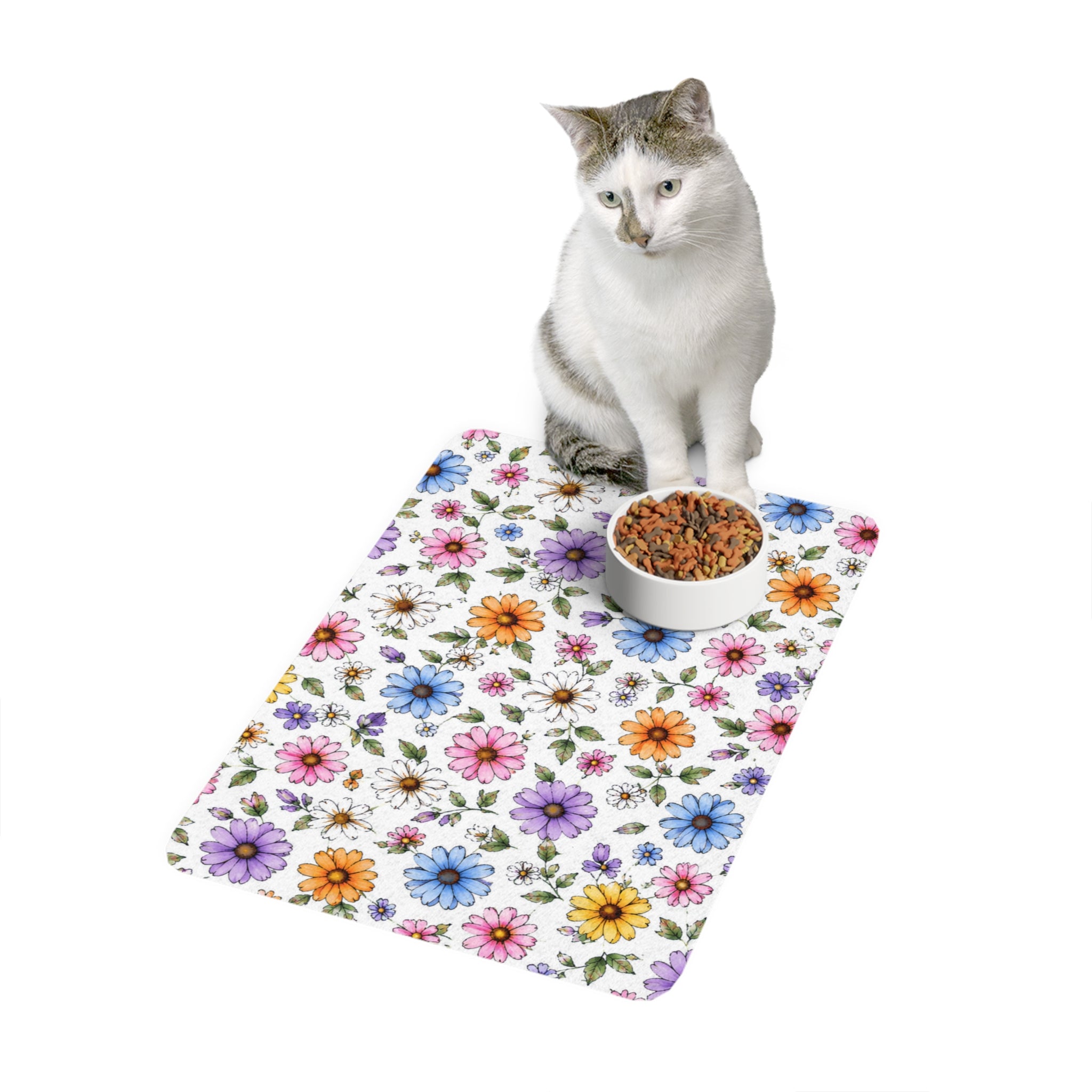 Floral Daisy Pet Food Mat (12x18)