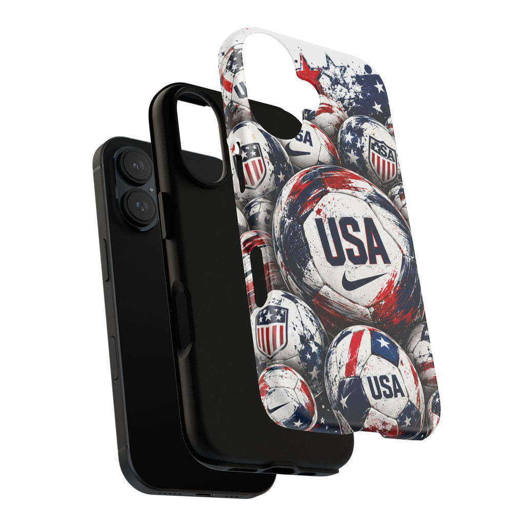 USA Soccer Ball Phone Case — Patriotic Red White Blue iPhone Cover
