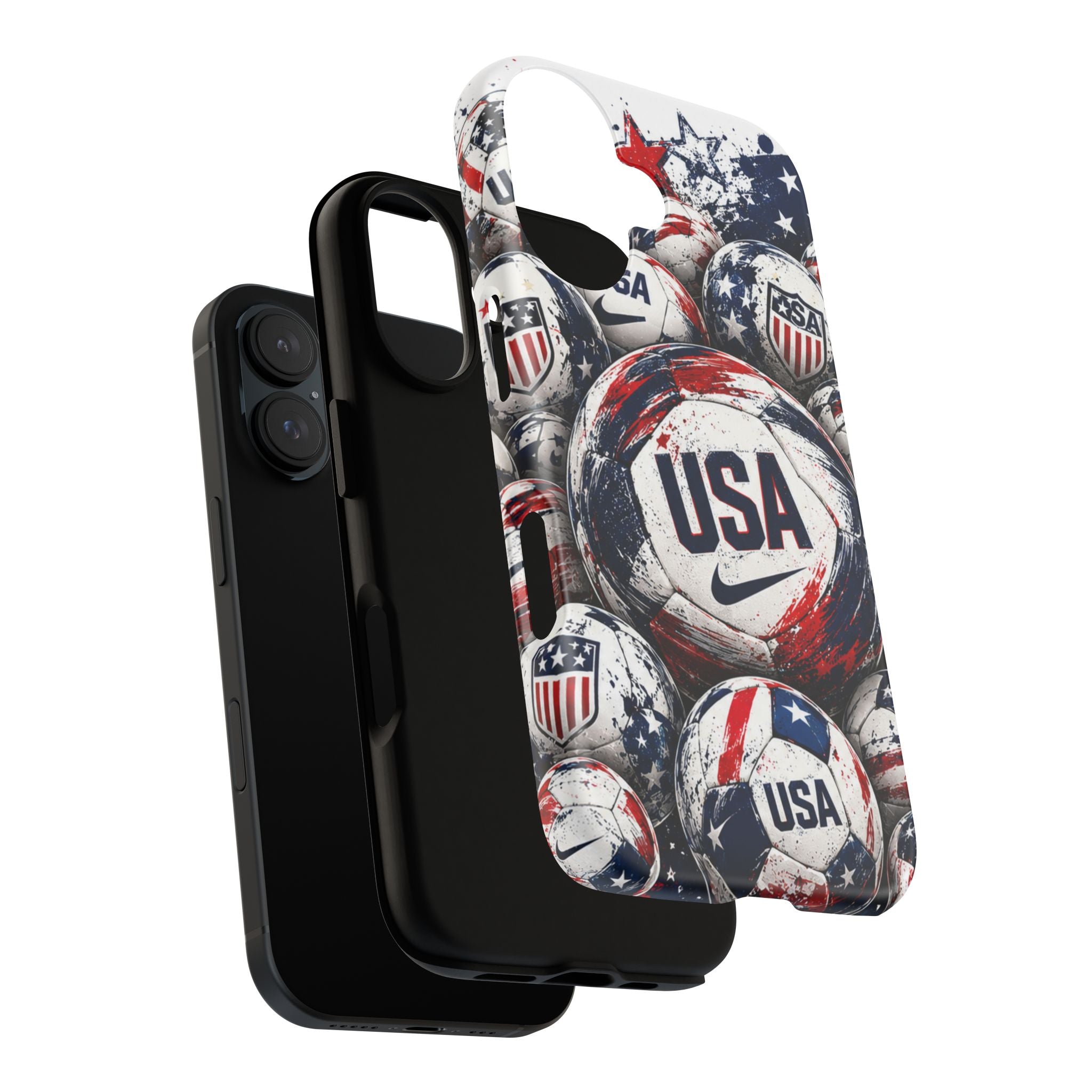 USA Soccer Ball Phone Case — Patriotic Red White Blue iPhone Cover