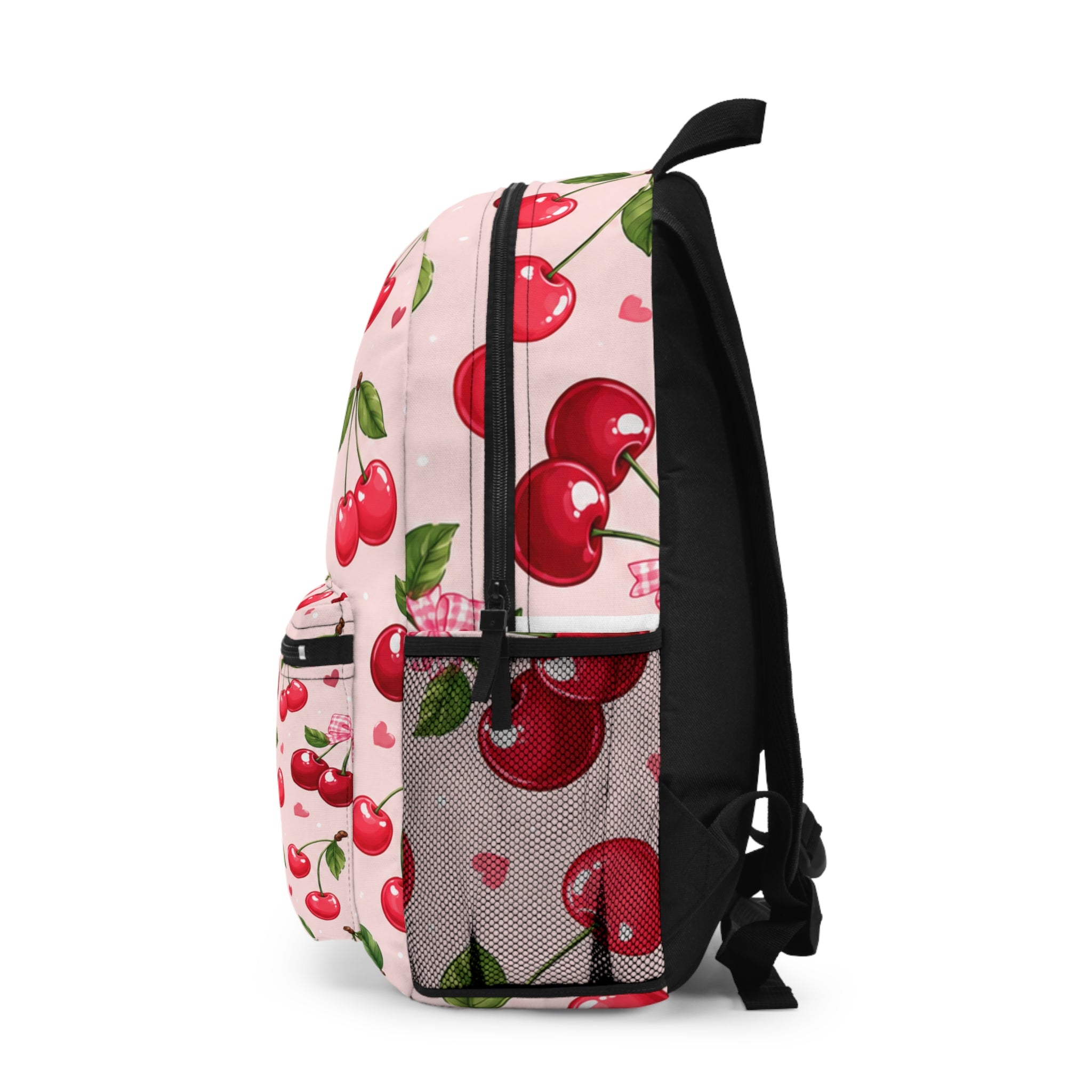 Cherry Pattern Backpack — Cute Pink Fruit Print School & Everyday Bag