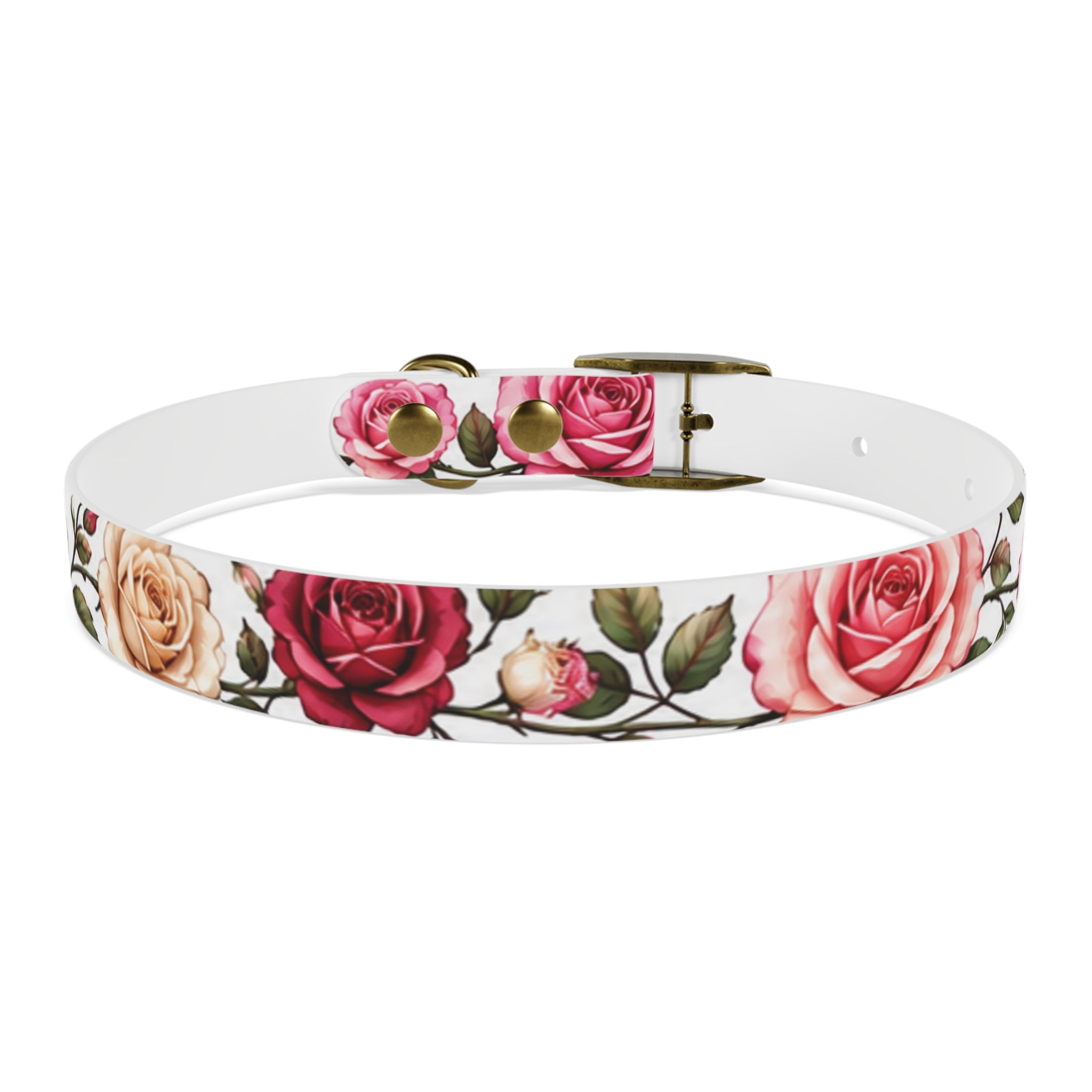 Floral Rose Dog Collar — Pink & Cream Garden Print