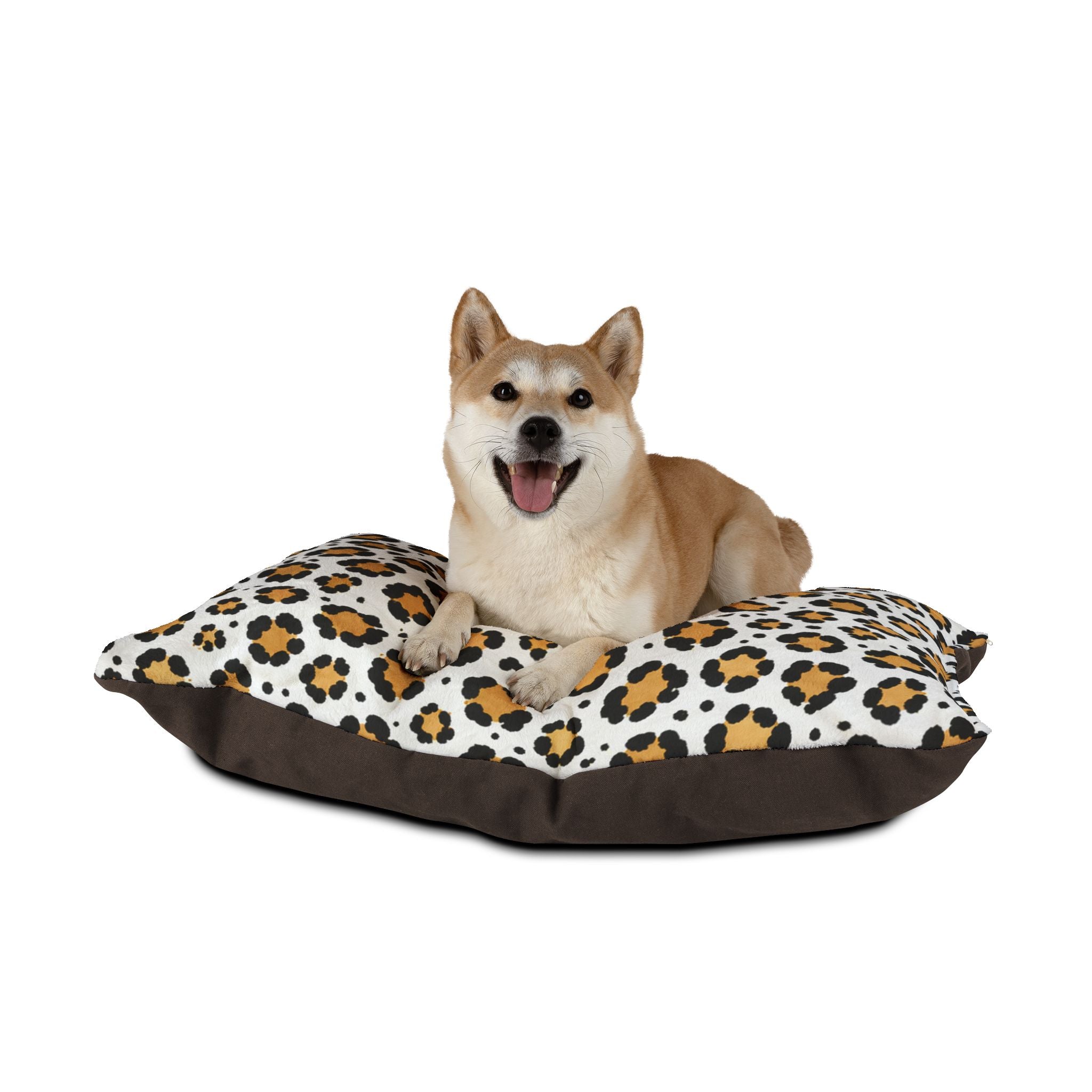 Leopard Print Pet Bed — Cozy Faux Fur Cushion for Dogs & Cats