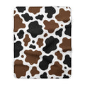 Cow Print Sherpa Blanket — Cozy Brown & Black Fleece Throw