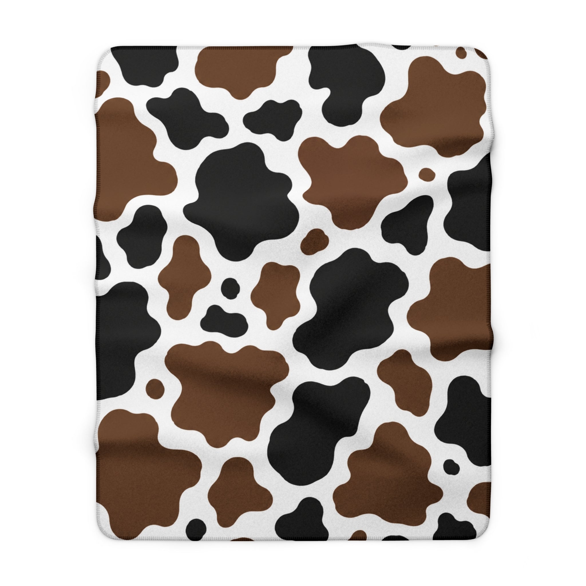 Cow Print Sherpa Blanket — Cozy Brown & Black Fleece Throw