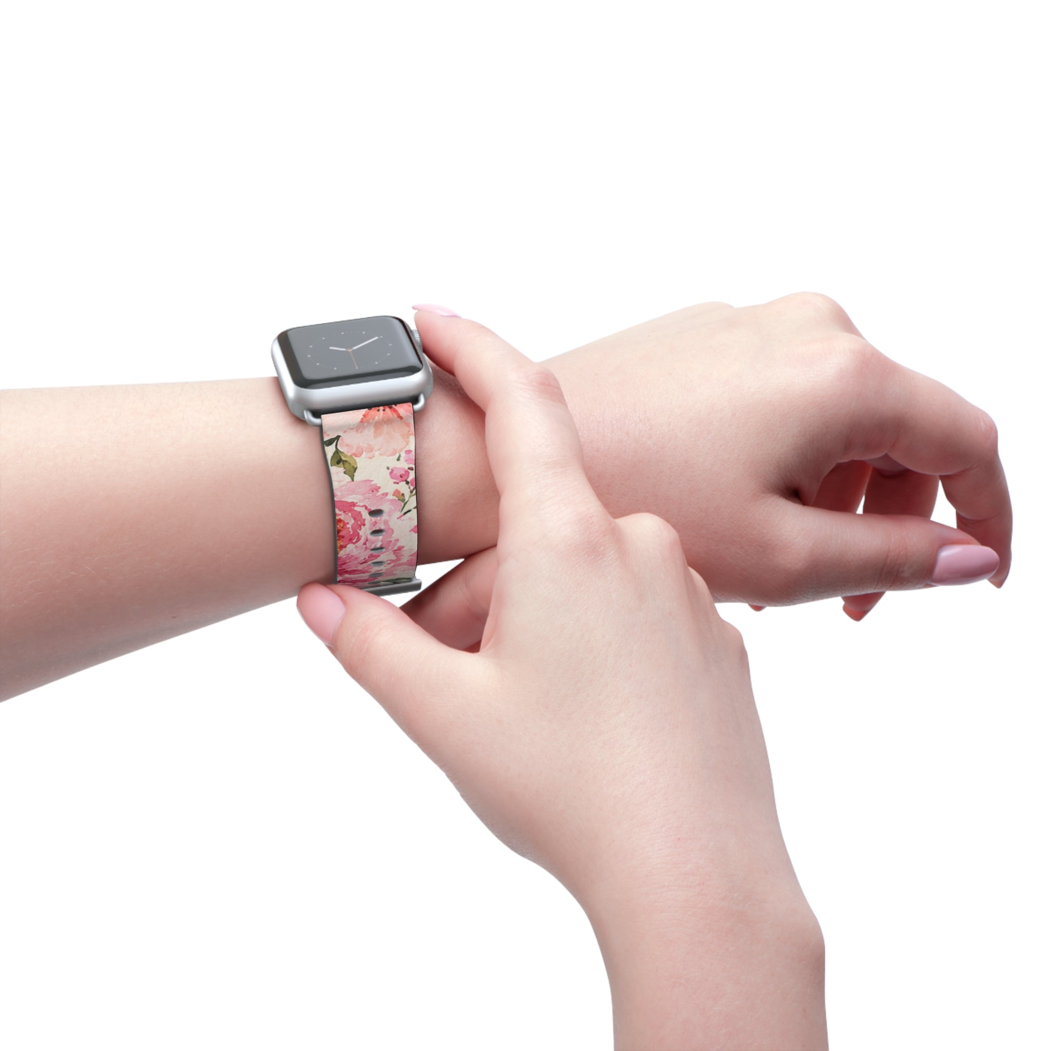 Floral Watercolor Watch Band — Pink & Lavender Garden Apple Watch Strap
