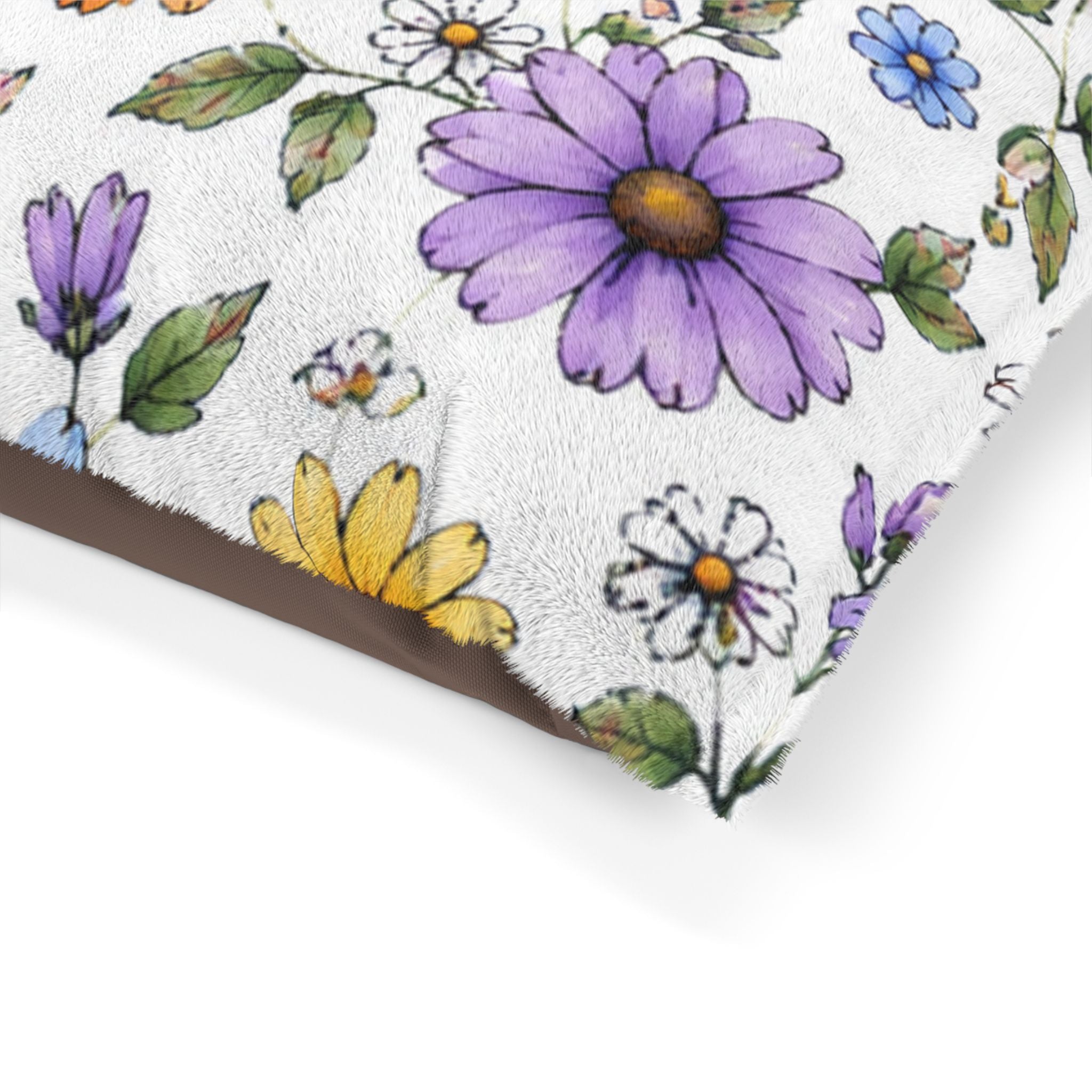 Floral Daisy Pattern Pet Bed — Soft Cozy Cushion for Cats & Dogs