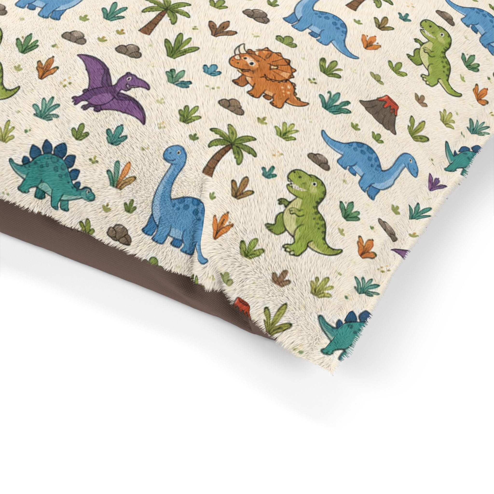 Dinosaur Pattern Pet Bed — Cute Dino Print Dog & Cat Cushion