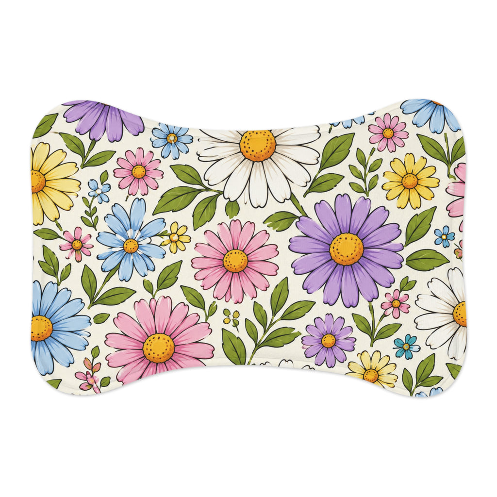 Floral Daisy Pet Feeding Mat — Colorful Spring Flowers Placemat for Dogs & Cats