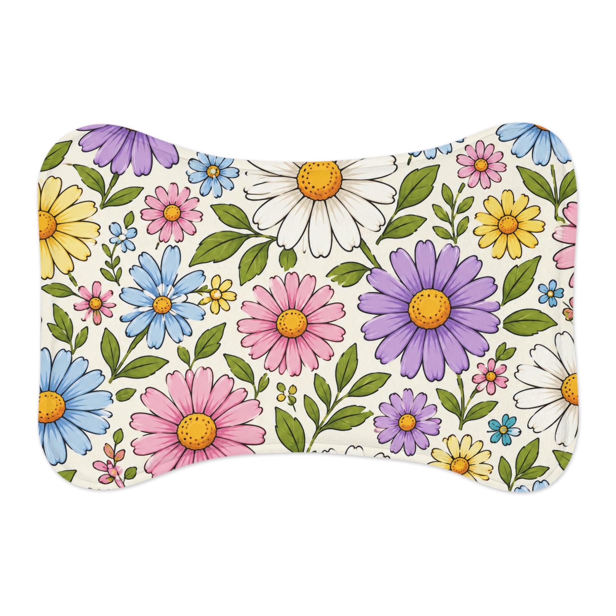 Floral Daisy Pet Feeding Mat — Colorful Spring Flowers Placemat for Dogs & Cats