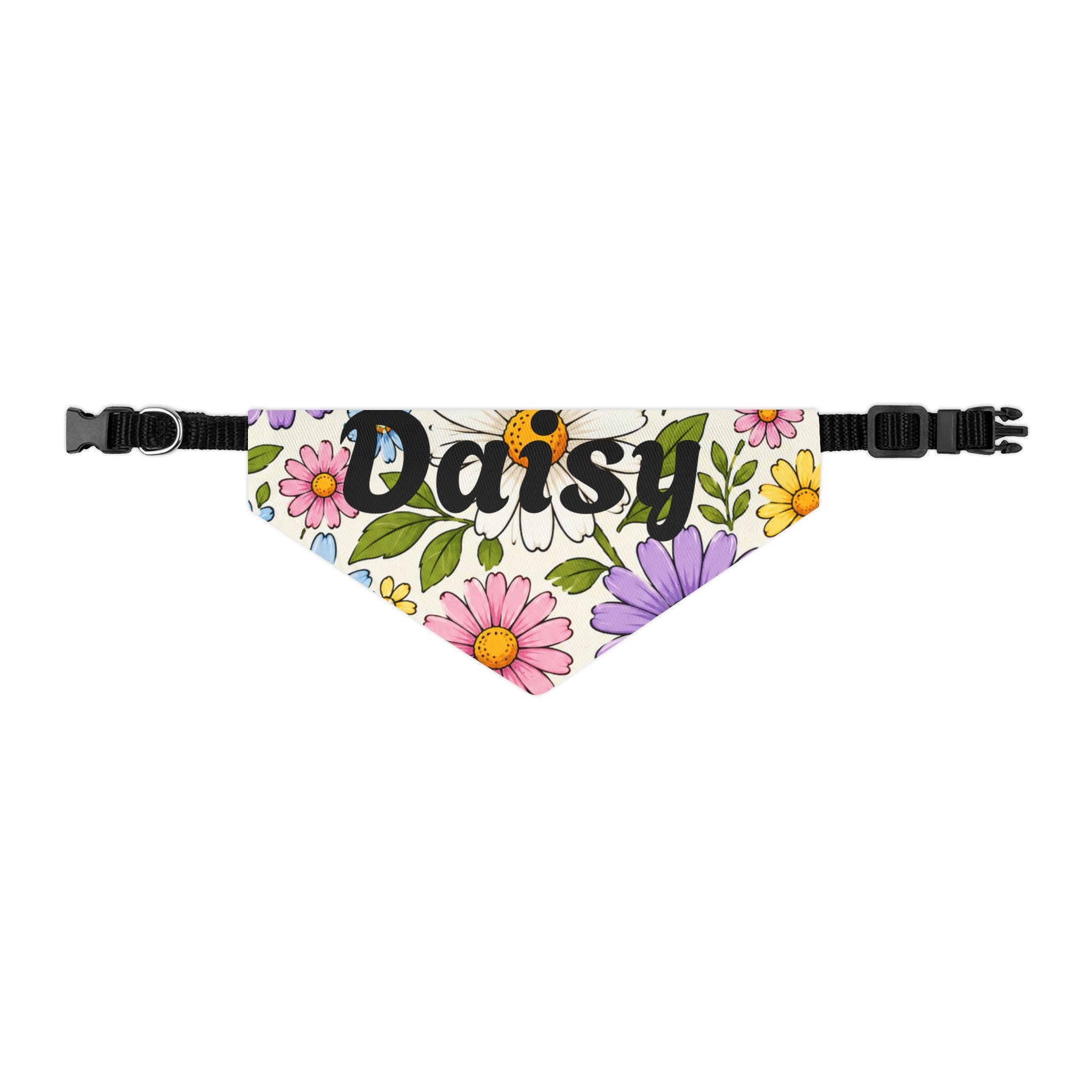 Daisy Floral Pet Bandana Collar — Personalized Dog Bandana with Name