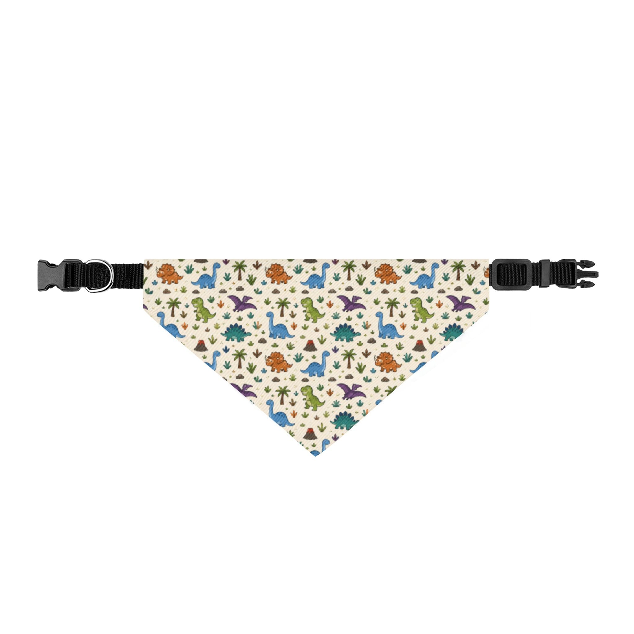 Clip-On Pet Bandana — Cute Woodland Dino Pattern Collar Accessory