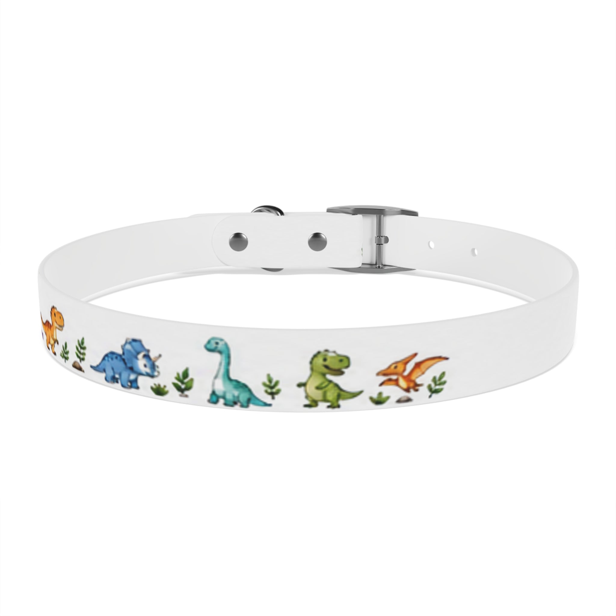 Cute Watercolor Dinosaurs Dog Collar – Adjustable Pet Collar with Colorful Dino Pattern