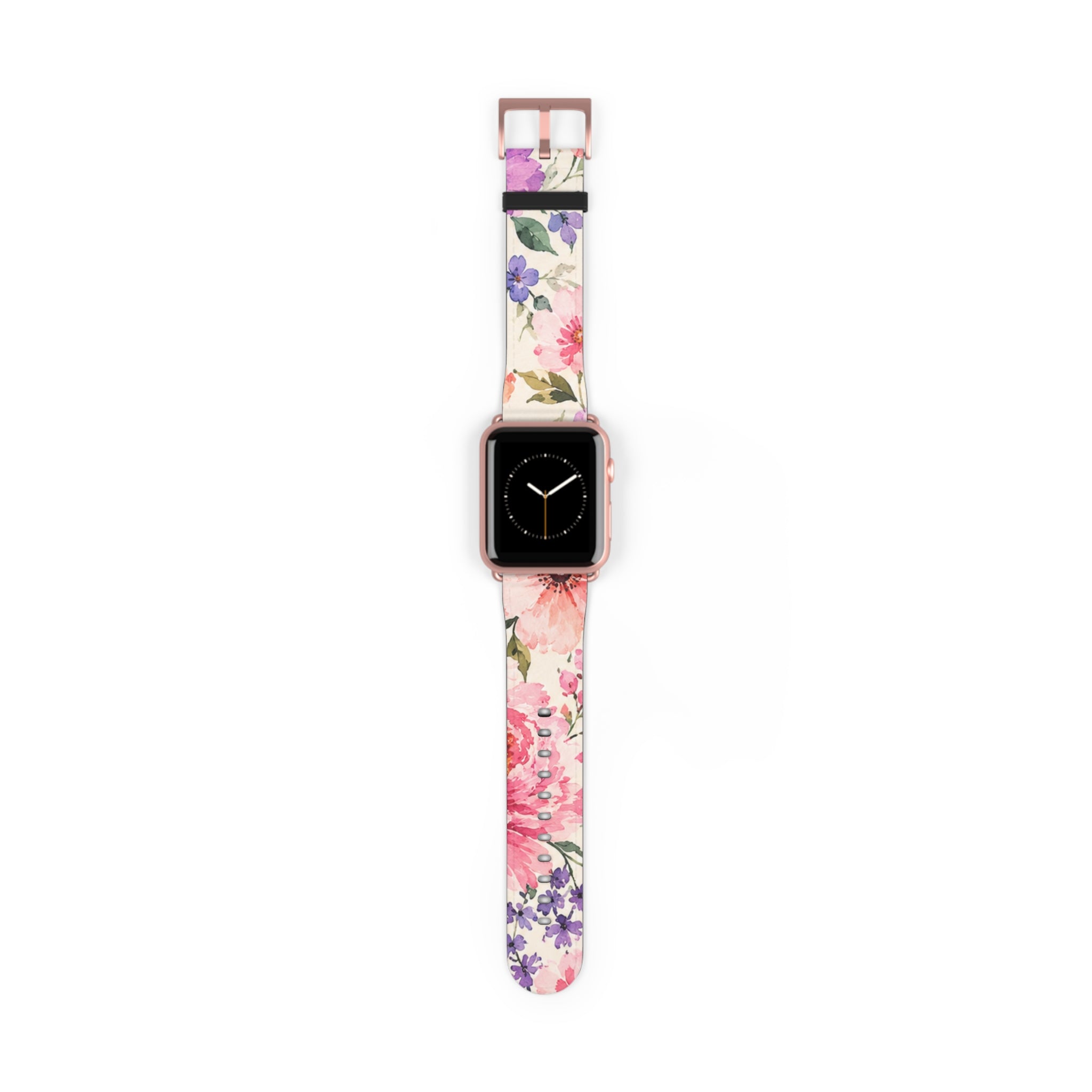 Floral Watercolor Watch Band — Pink & Lavender Garden Apple Watch Strap